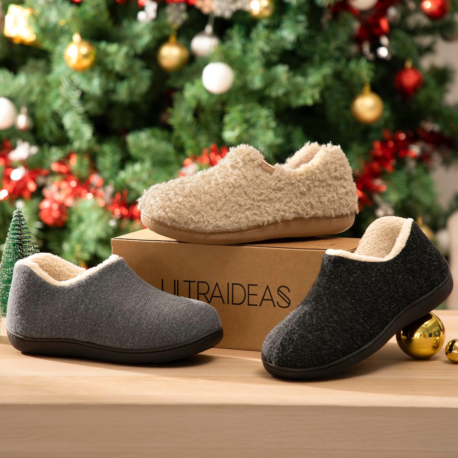 ULTRAIDEAS Women's Indoor Loafer House Slippers with Memory Foam, Ladies Warm Closed Back House Shoes with Non-Slip Outdoor Rubber Sole - Image 4