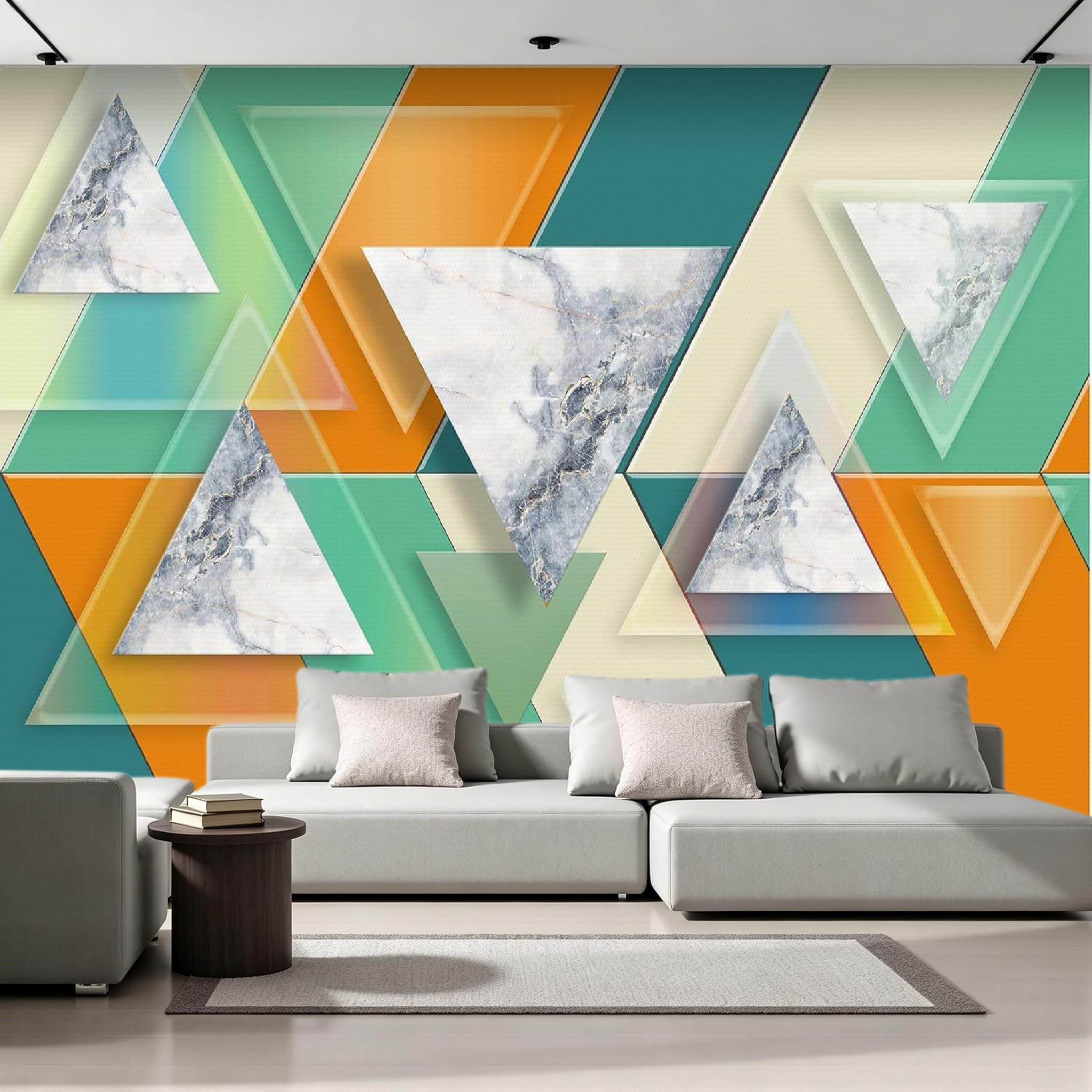 Papel Pintado Mármol Textura 250x175 cm Efectos 3D Papel Tapiz Fotográfico Tejido No Tejido Geometría Moderna Póster Fotomurales Decor Pared Para Dormitorio Salón Murales B-254