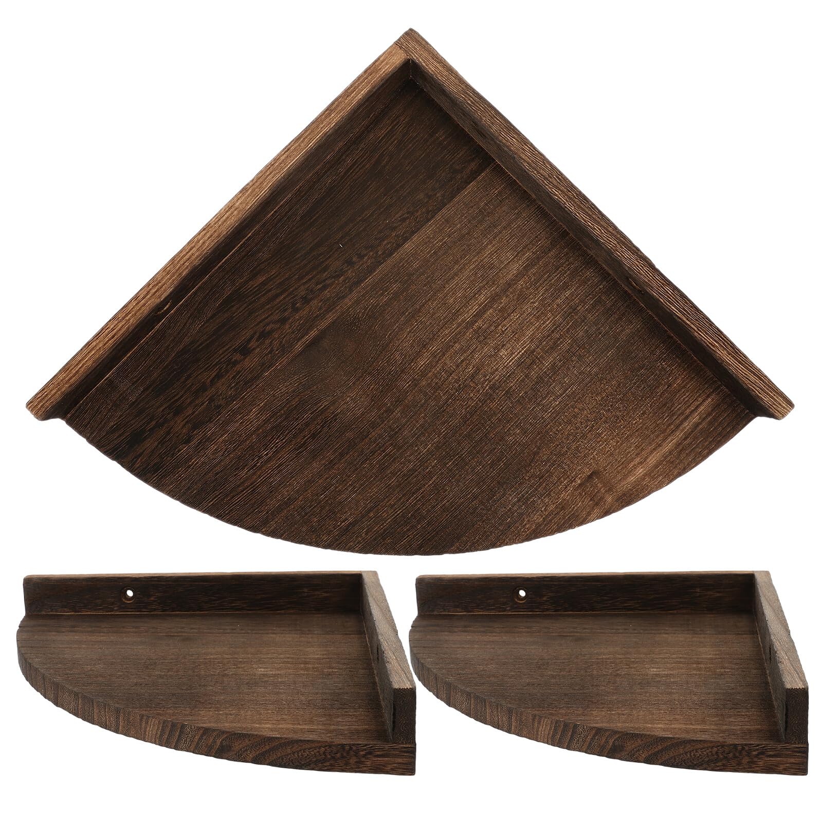 Étagère murale flottante d'angle en bois café ifundom, lot de 3 structures triangulaires