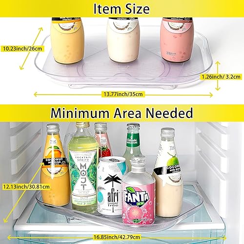 Miniatura 5 de Lazy Susan para refrigerador, paquete de 2 unidades plato giratorio rectangular transparente para refrigerador, organizador de refrigerador, largo y
