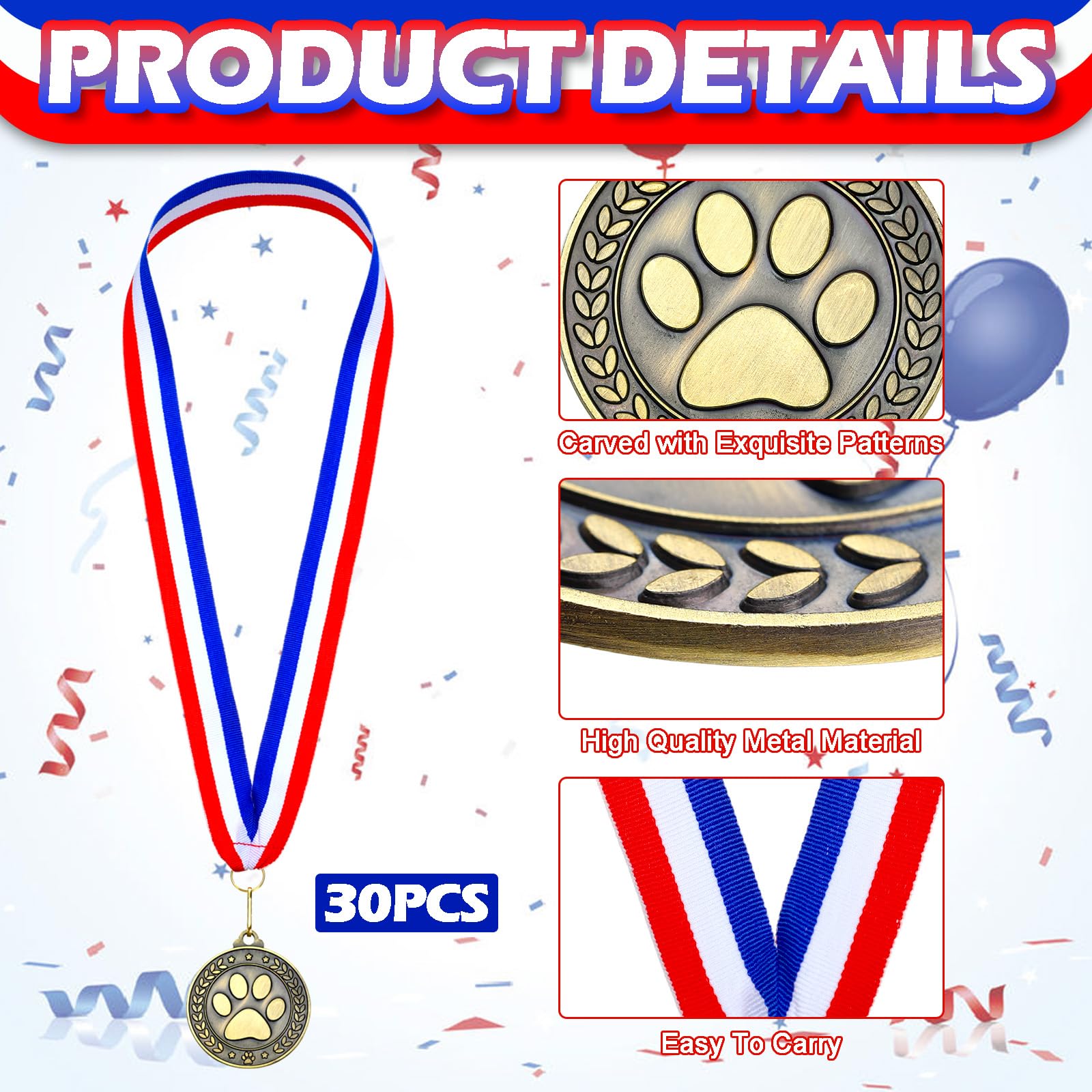 Quelay 60 medallas de premio de 2 pulgadas, medallas de oro a granel con cintas para el cuello, trofeo de metal, regalo para torneos, competiciones, fiestas, niños y adultos (medallas con estampado de