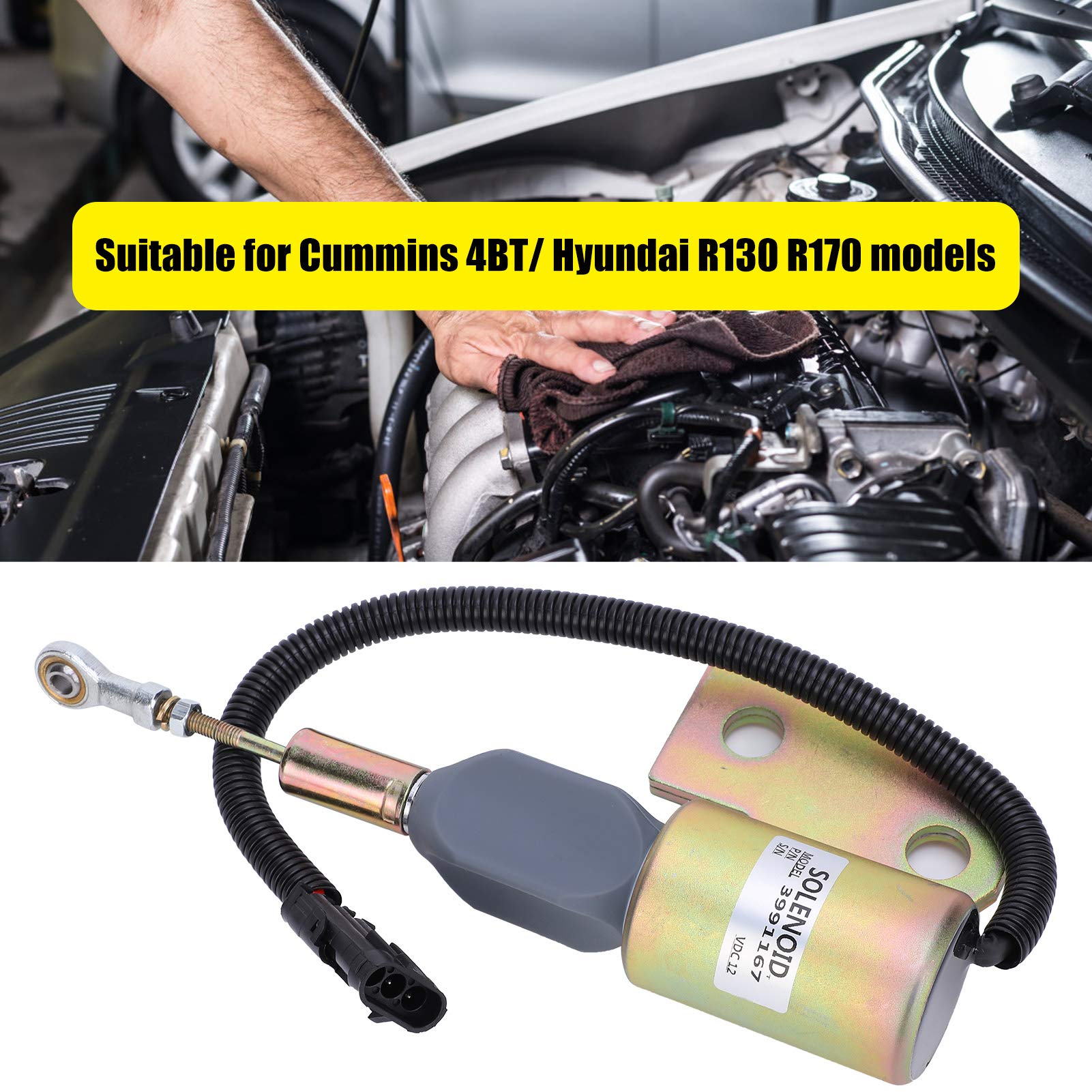 Cocoarm Zawór Elektromagnetyczny Wyłączający 12V żelazna Obudowa Zawór Elektromagnetyczny 3991167 dla 4BT R130 R170 Wymiana Oleju Silnikowego Odcięcie Płomienia