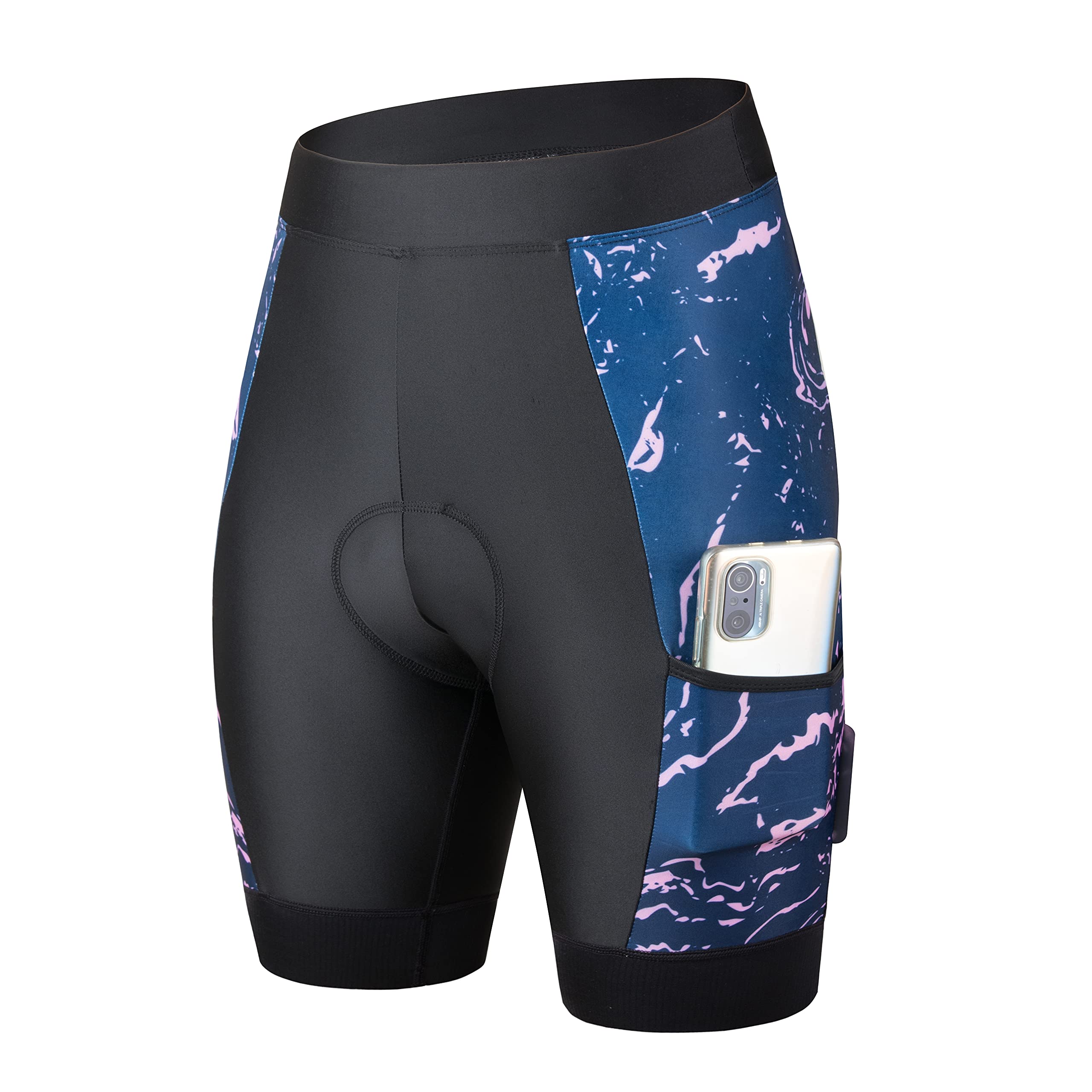 GCRFLWomen's Cycling Shorts 3D Padded with Pocket Mountain Bike Shorts MTB Biking Bicycle Triathlon Bottom Wide Waistband