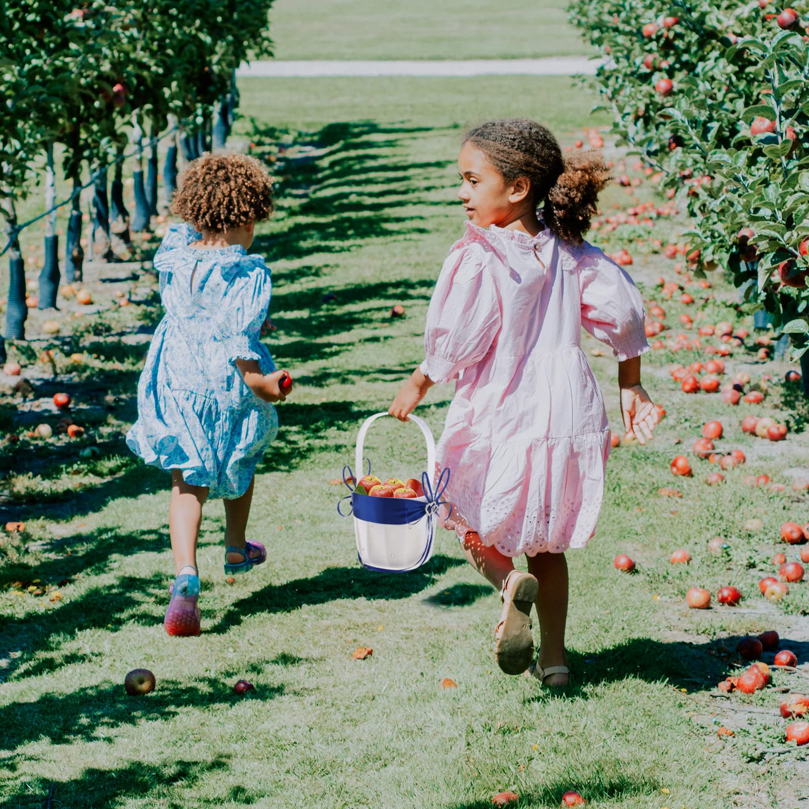 Amagogo Flower Girls Basket Rhinestone Satin Wedding, Royal Blue