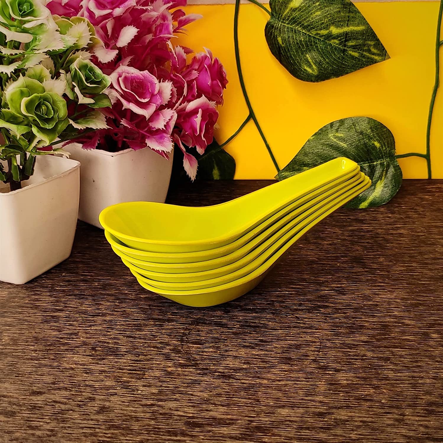 Buy Vemlons Soup Spoons Soup Spoon Set of 6 Melamine Soup Spoon Green Color Microwave Safe 14.5