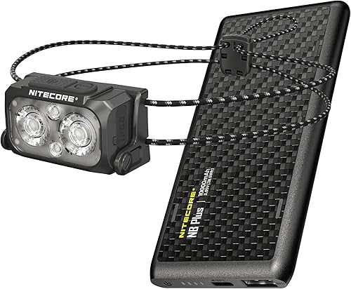 Nitecore NU25 MCT UL - Linterna frontal ultraligera de 400 lúmenes y banco de energía de 10000 mAh, USB-C recargable para campamento, mochileros,
