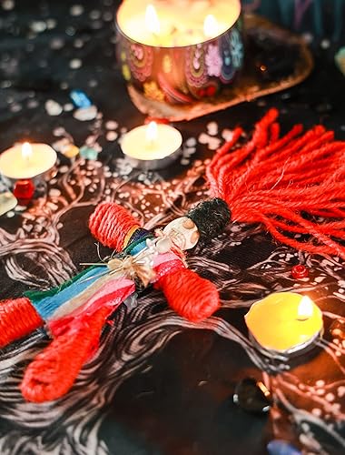 Vista 7 de Nosadi Muñeca vudú hecha a mano, cuerda de cáñamo real, envuelta en calavera, brujas de terror, regalos para Halloween, cumpleaños, Navidad, fiesta