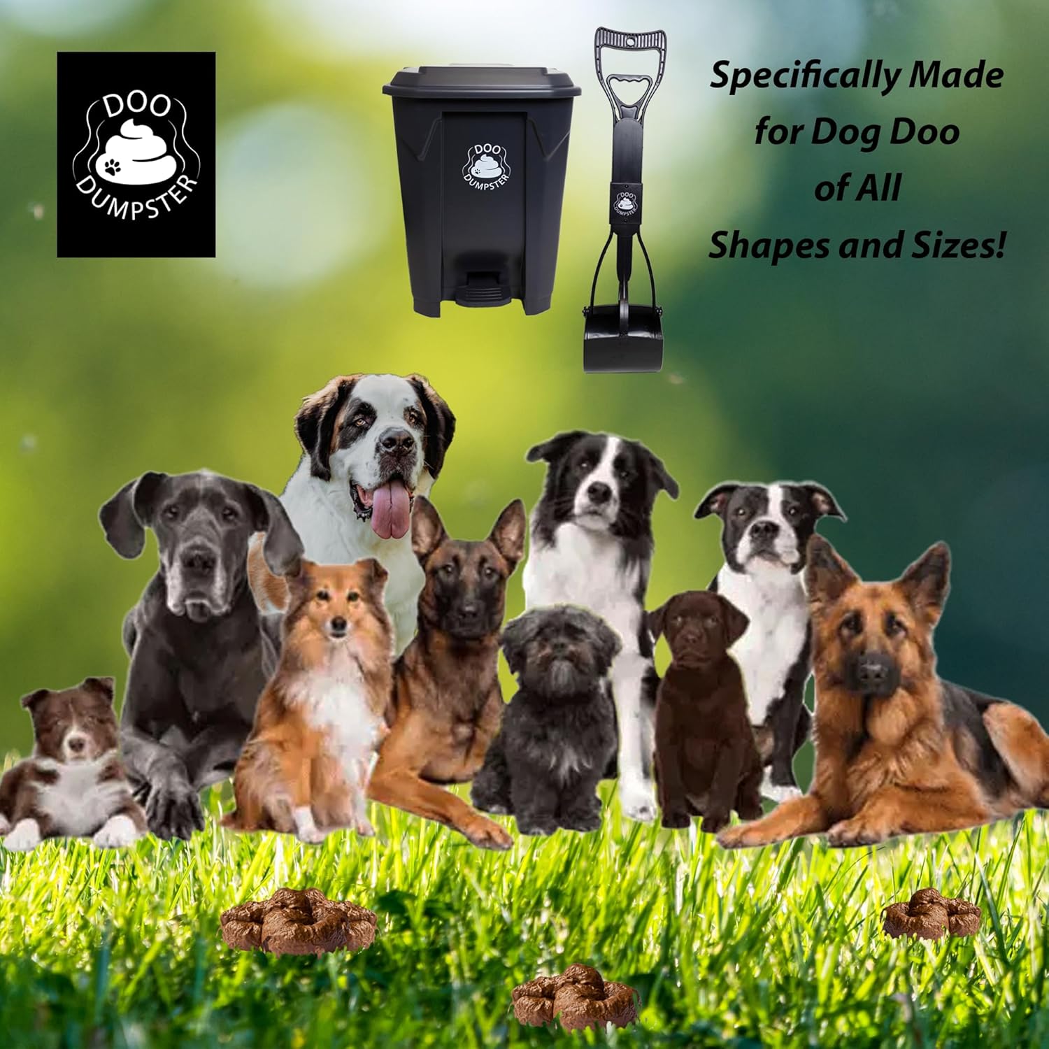 Doo Scoop - XL Dog Poop Scoop. Created for Any Dog Poop Size, XXS - XXL Dog Poop. Sturdy, Non-Breakable, Long Handle, High Strength Dog Poop Scoop for Outdoor or Indoor Pet Waste Management.