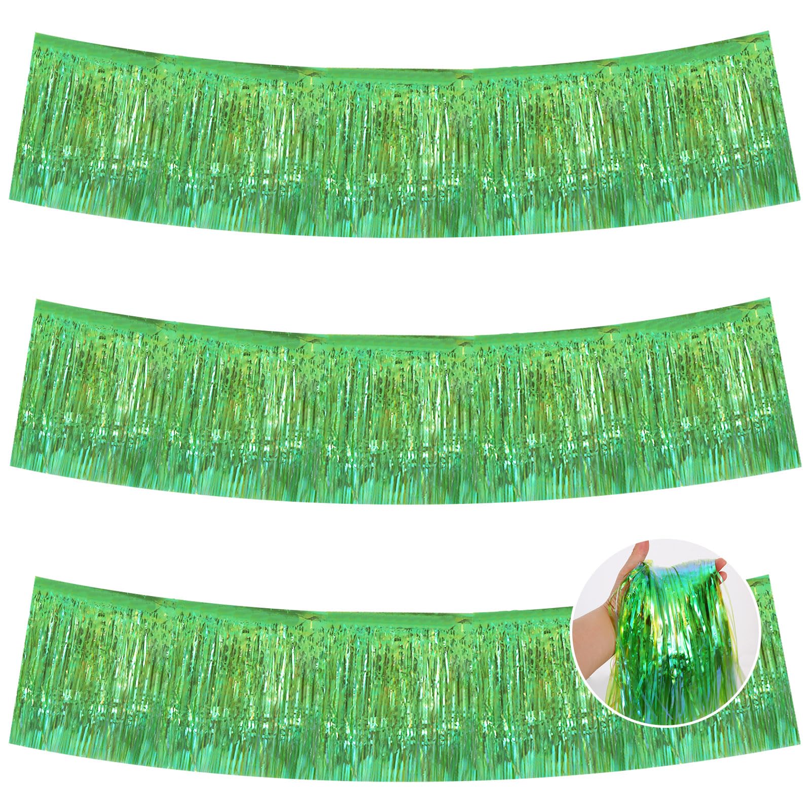 BEISHIDA Shining Green Fringe Garland Banner Wall Tinsel Foil Streamers