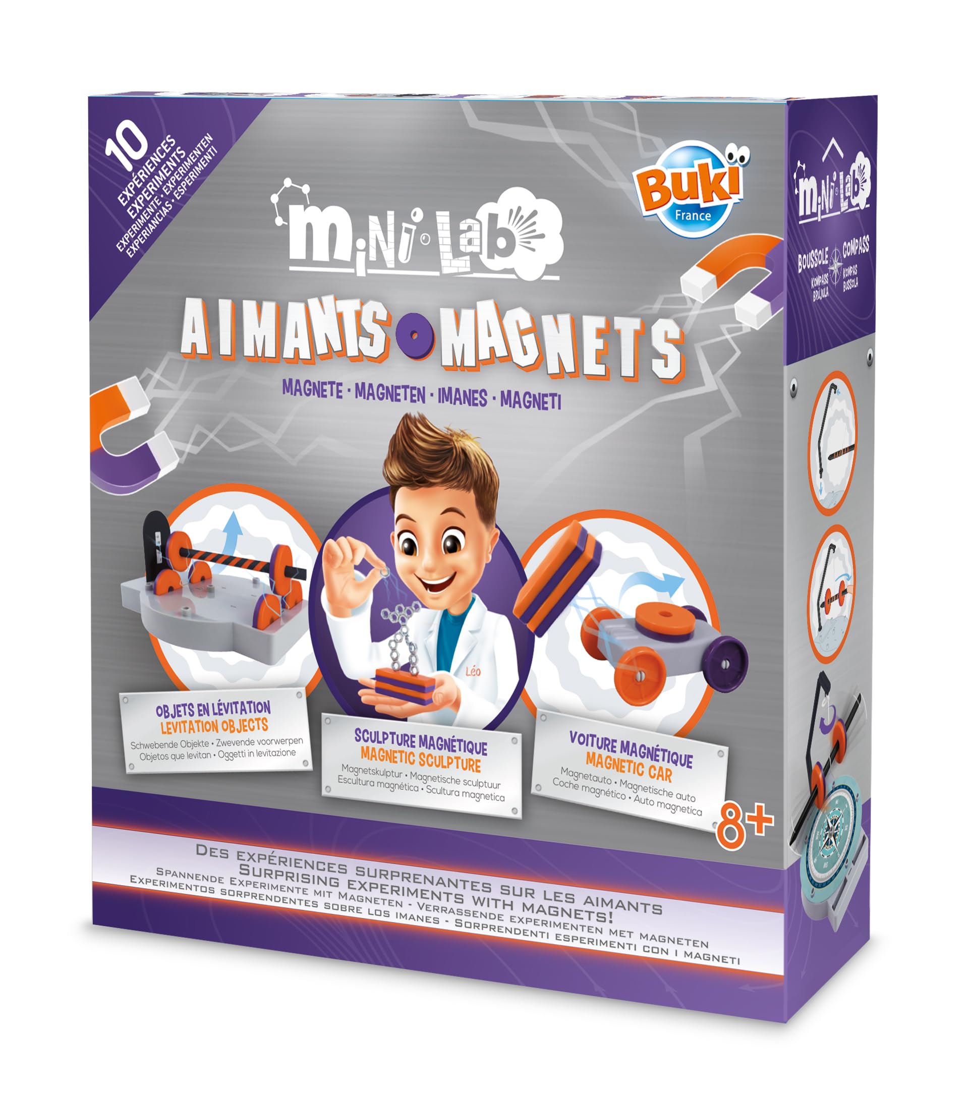 BUKI 3018 Mini Lab Aimants | Kit Scientifique avec 10 expériences sur Le magnétisme | Jouets éducatifs pour Enfants