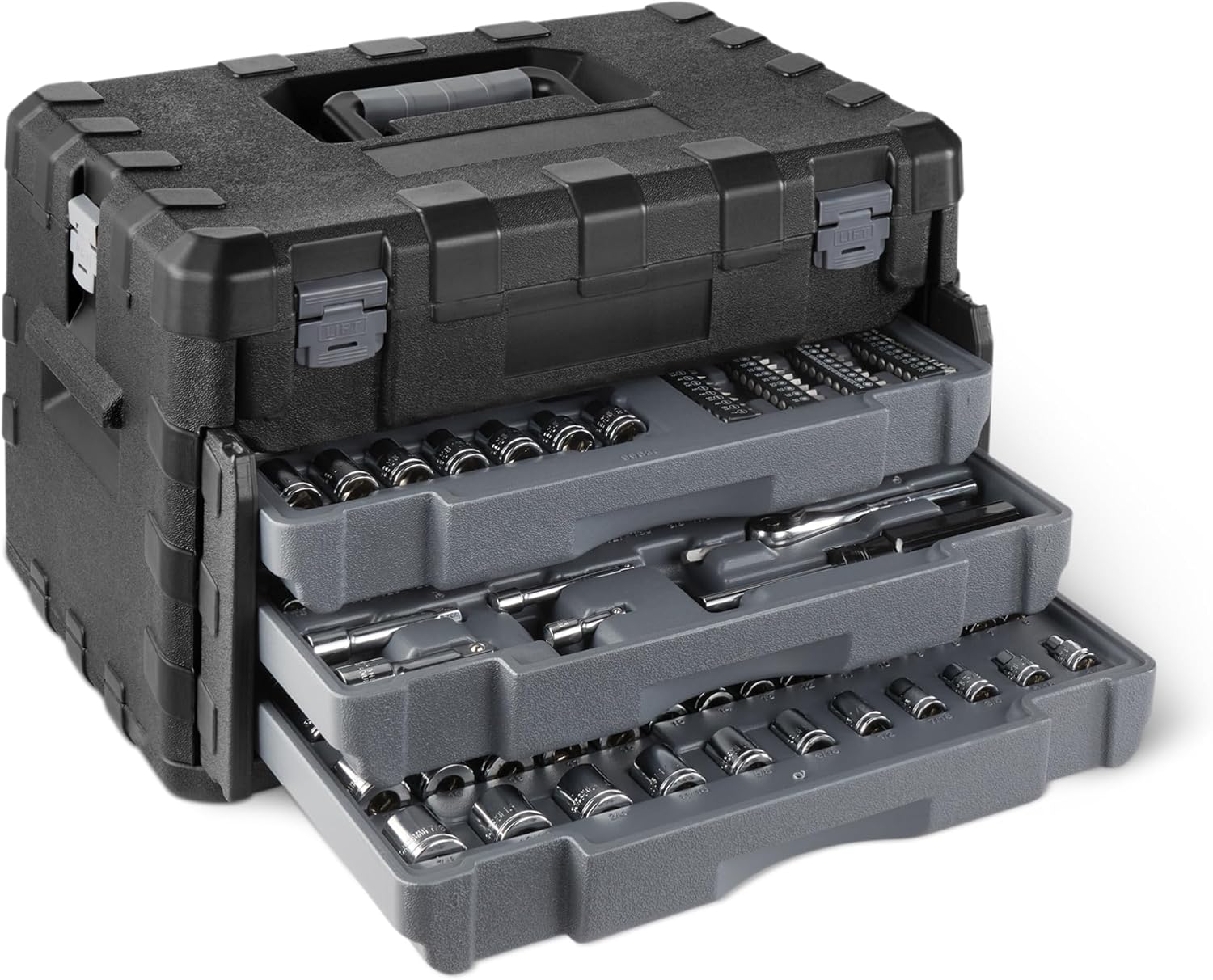 Amazon Basics 287-Piece Mechanic Tool Set with Sockets, Ratchets & Wrenches - 3-Drawer Case