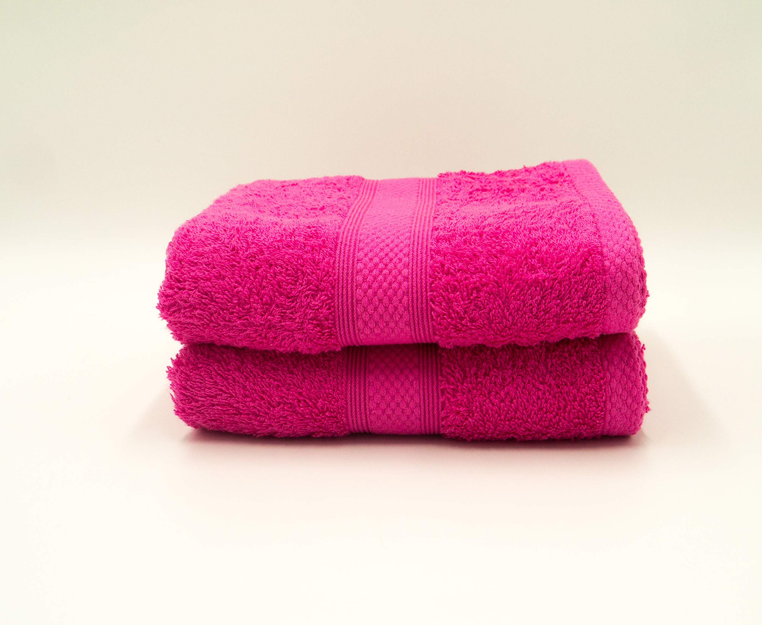 Lex's Linens Pack of 2 100% Combed Cotton Hot Pink Hand Towels
