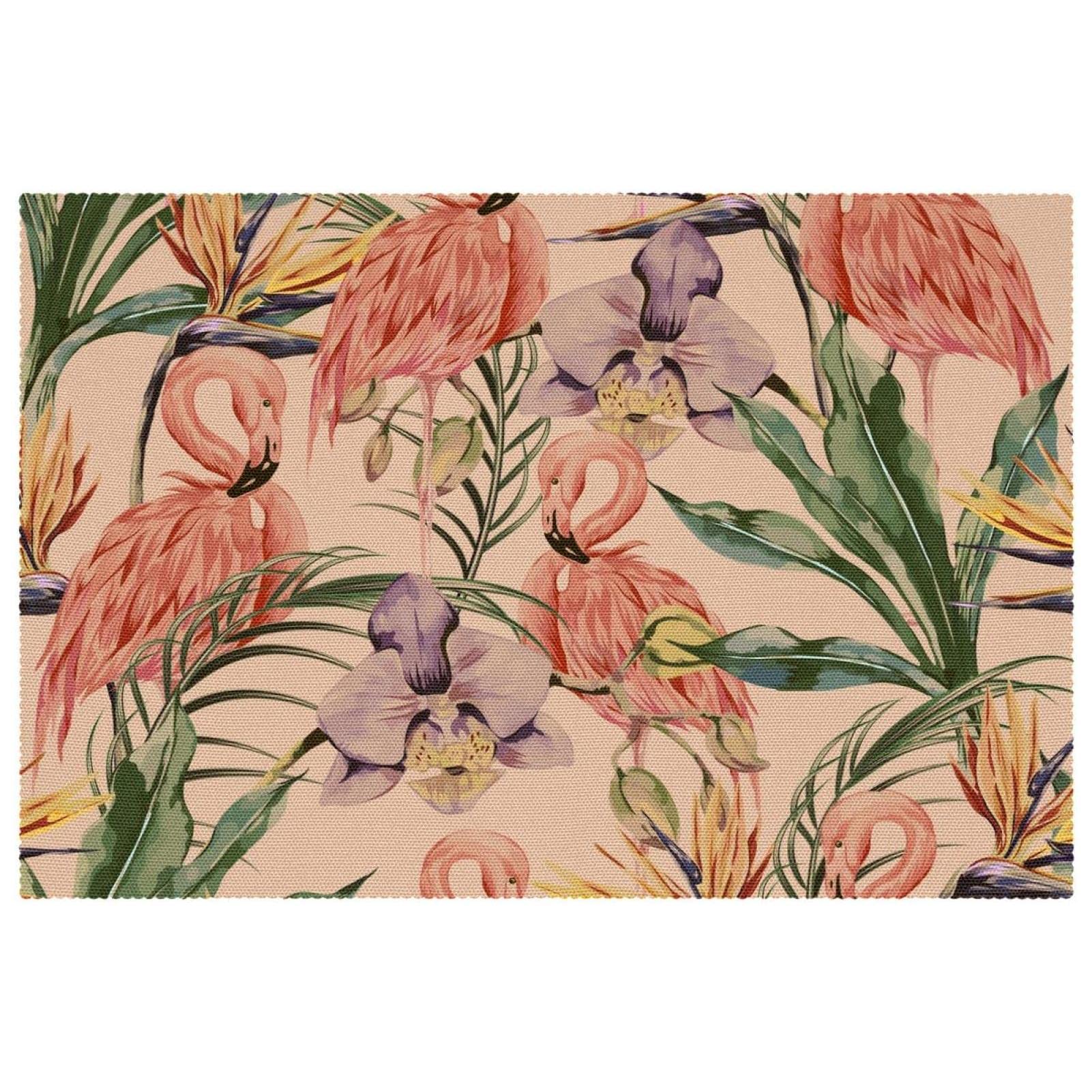 Set de table flamant rose de 30,5x45,7 cm lavable pour salle à manger moderne