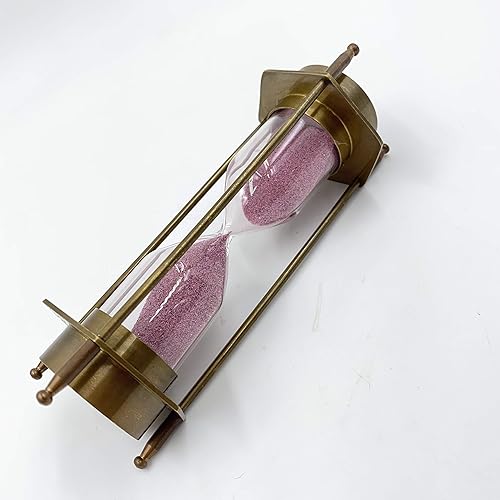 AnNafi Temporizador de arena de latón 5" reloj de arena decorativo con brújula de latón marítimo antiguo