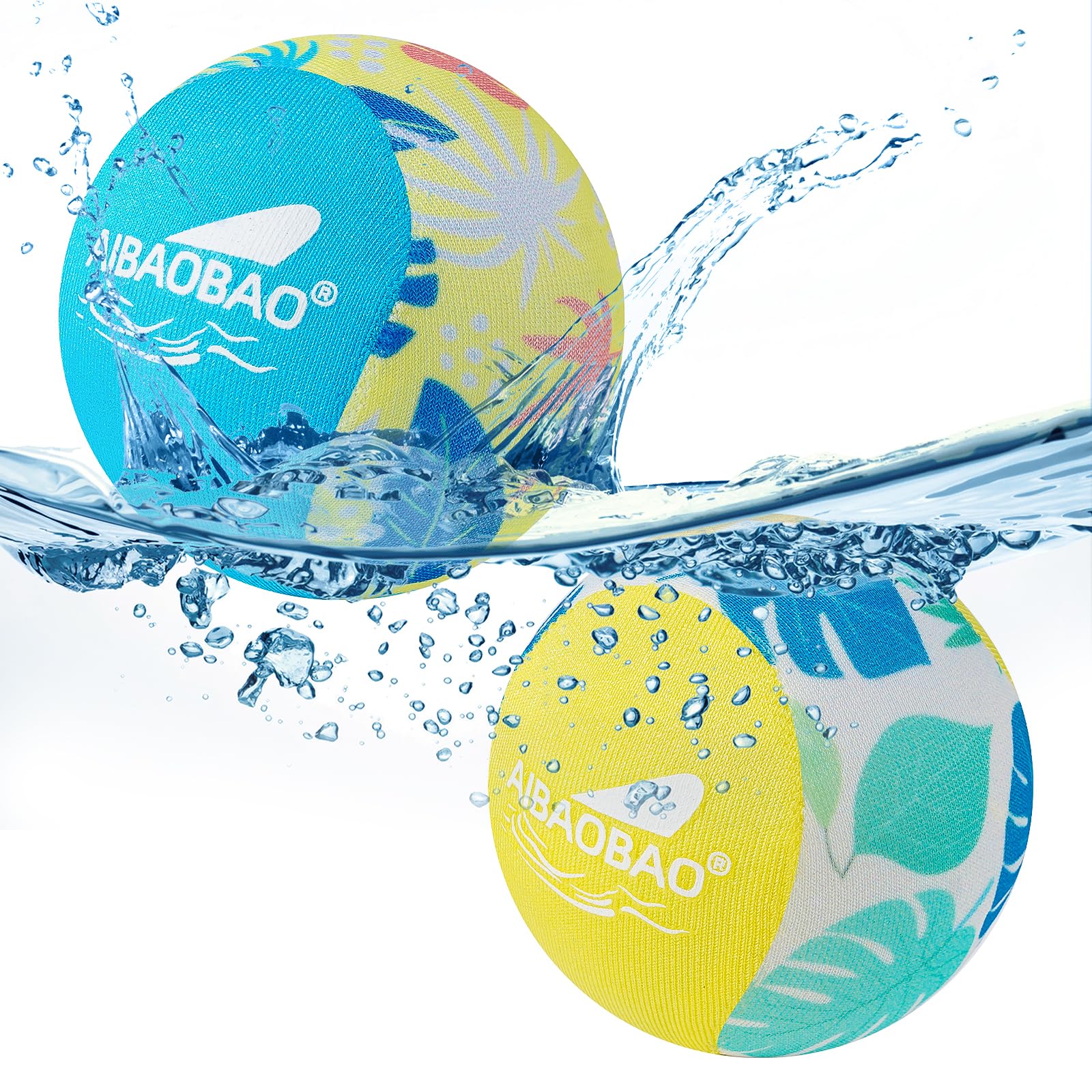 Pelota de Agua Que Rebota 2 PCS Ø55mm, Pelotas Saltarinas para Piscina y Playa, Reutilizables de Secado Rápido con Funda de Lycra, Juegos de Verano para Niños y Adultos (Amarillo + Azul)