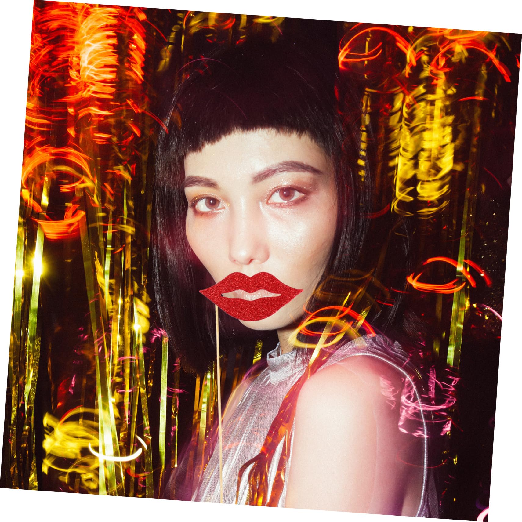 3 Sätze Teiliges Handheld Lippen Props Mit Glitzerpapier Kreative Foto Requisiten Für Party Festival Und Familienfeiern Bunte Rote Und Pinke Lippen Lustige Fotokabinen 40 Stück * 3
