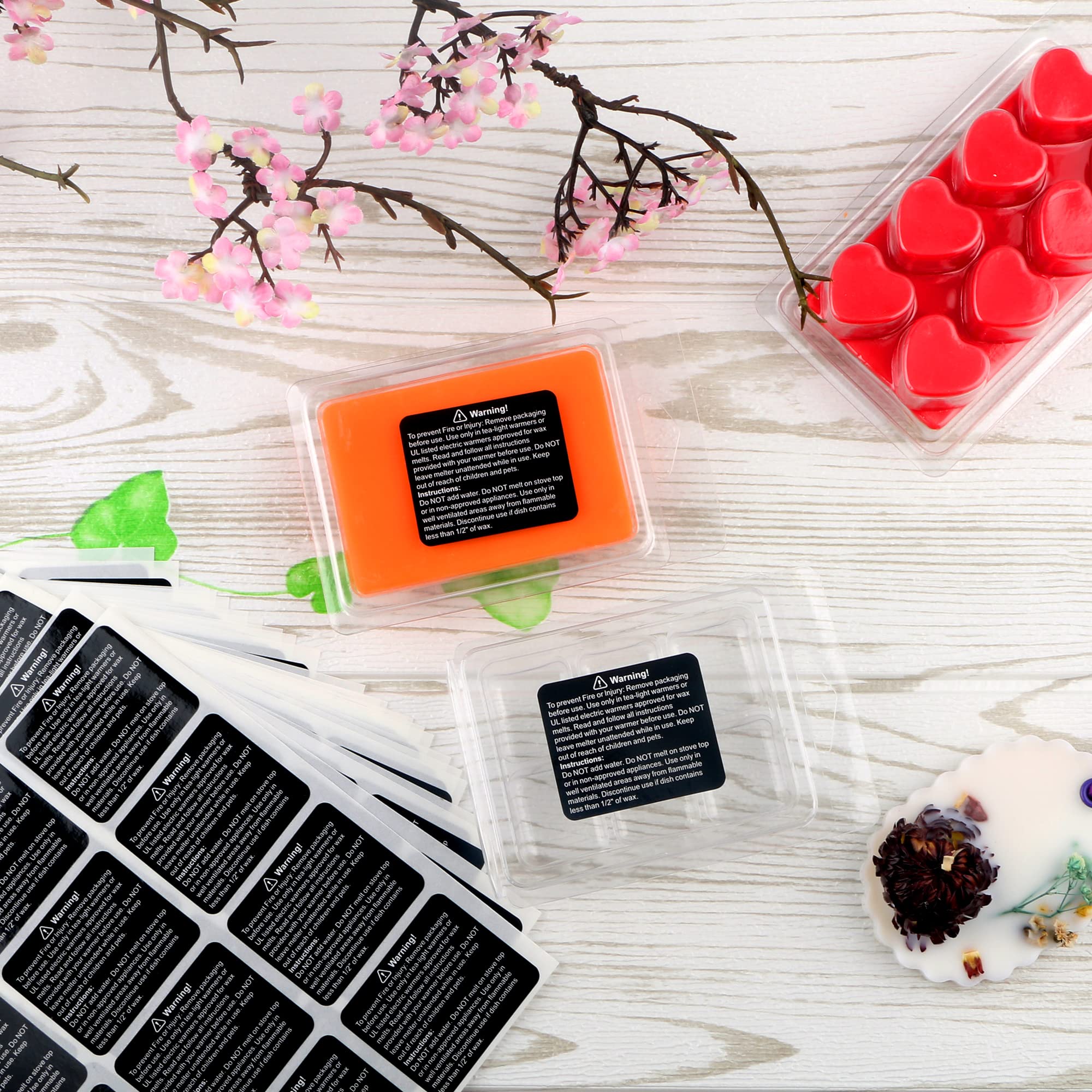 MILIVIXAY 500pcs Black Wax Melt Warning Labels - Wax Melt Warning Stickers, 1.8 x 1.5 inches