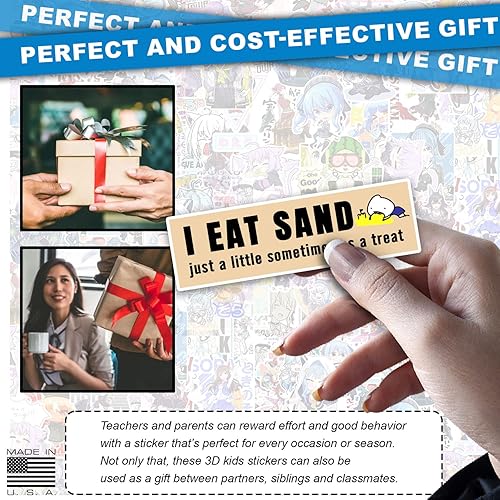 Miniatura 5 de Calcomanías divertidas para parachoques de meme de la generación Z con texto en inglés "I Eat Sand! Just A Little Sometimes As A Treat!" para