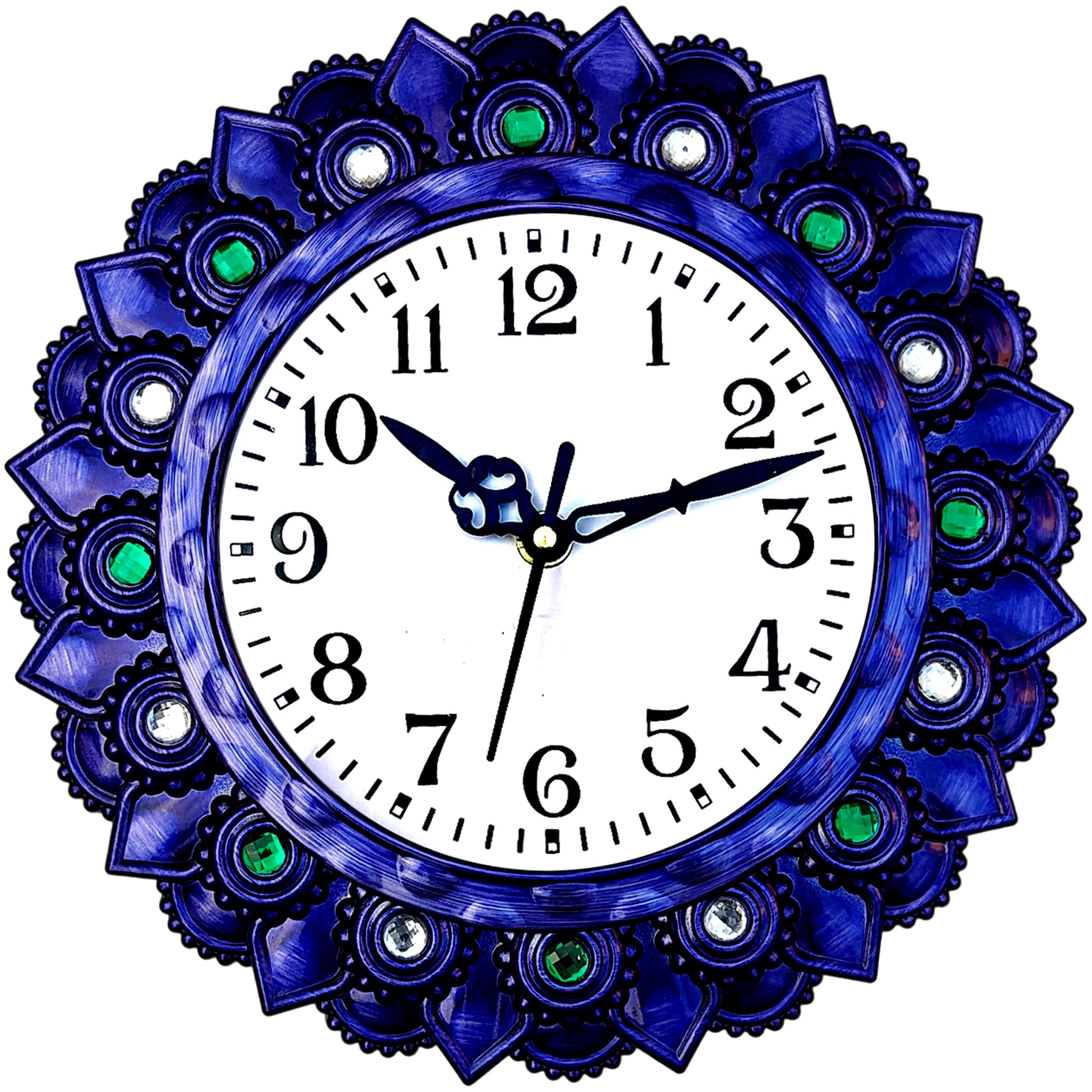 IRU Creation Brings a Present Analog Wall Clock with Glass for Living Room || Badroom || Shop || Office || Home Décor || 25 cm × 25 cm || Desin (Blue)