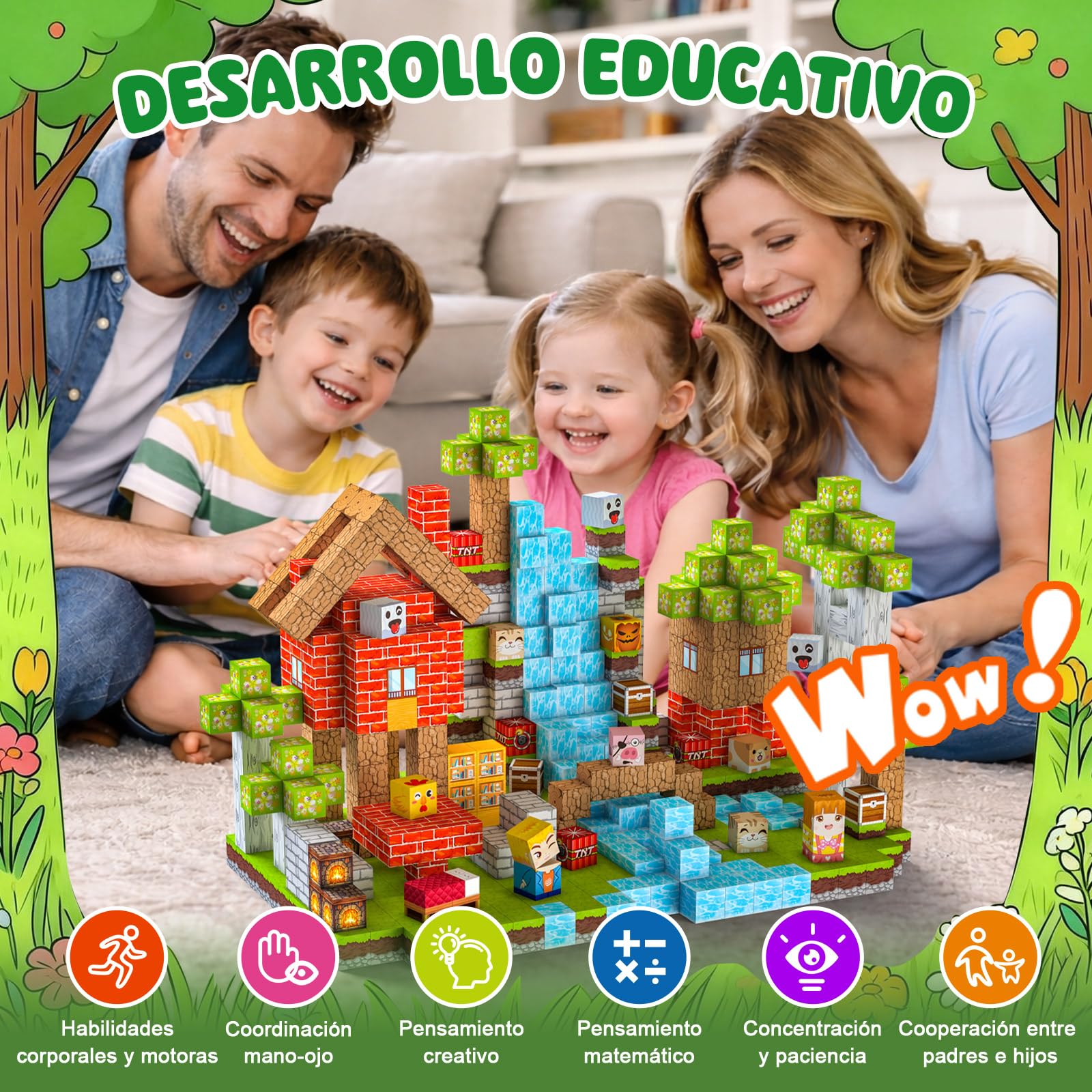 Bloques Magneticos Construccion Niños 100 Piezas 2CM 3+ Magneticas,Juego Magnetic Blocks Tiles Construcción,Juguetes Montessori para Niños4 5 6 7 8 9 10 11 12Regalos de Cumpleaños para Niñas — view 5