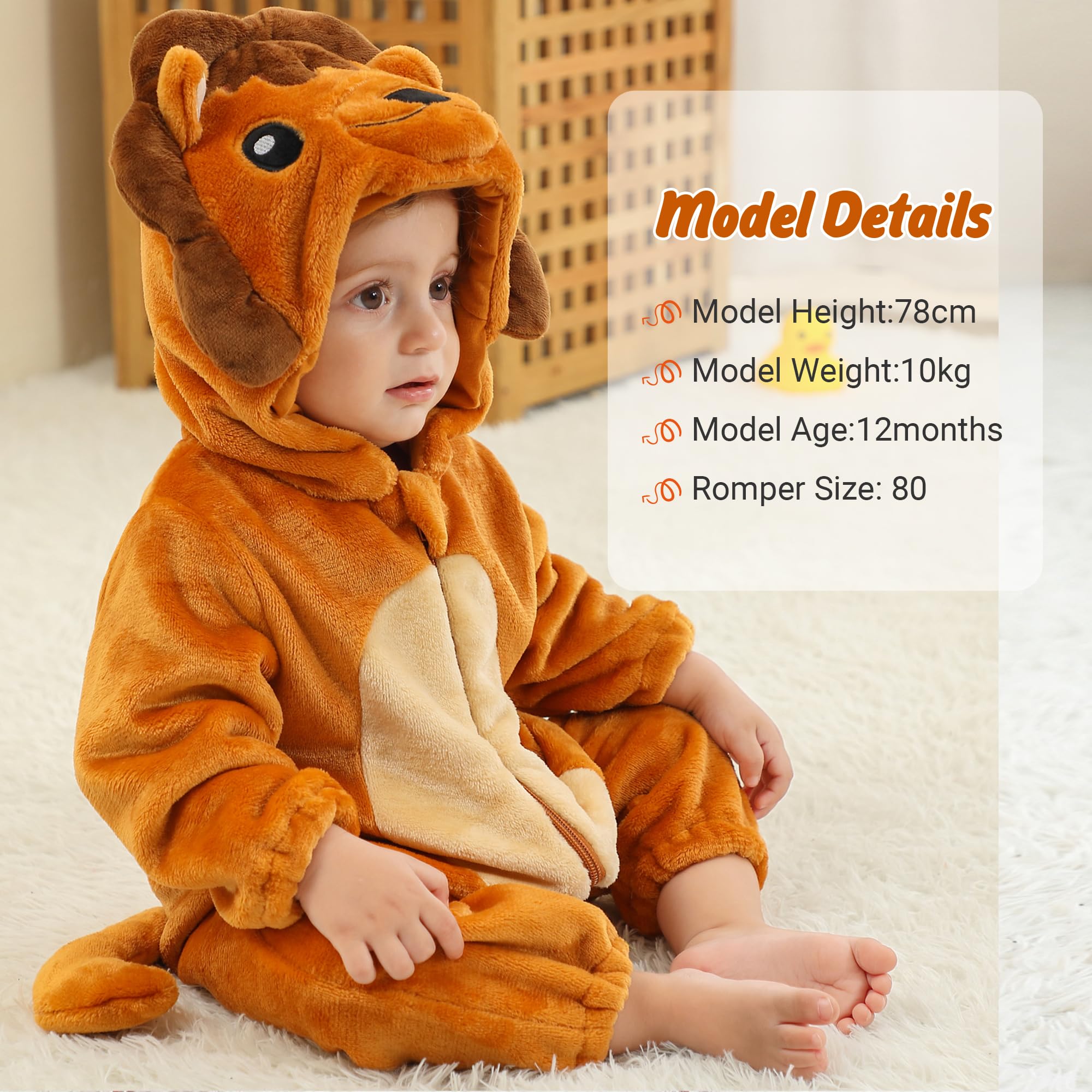 HAHASHOW Bambino Inverno Pagliaccetto con Cappuccio Neonato Inverno Animale Pigiama Flanella Pagliaccetto Ragazze Ragazzi 2-36 Mesi