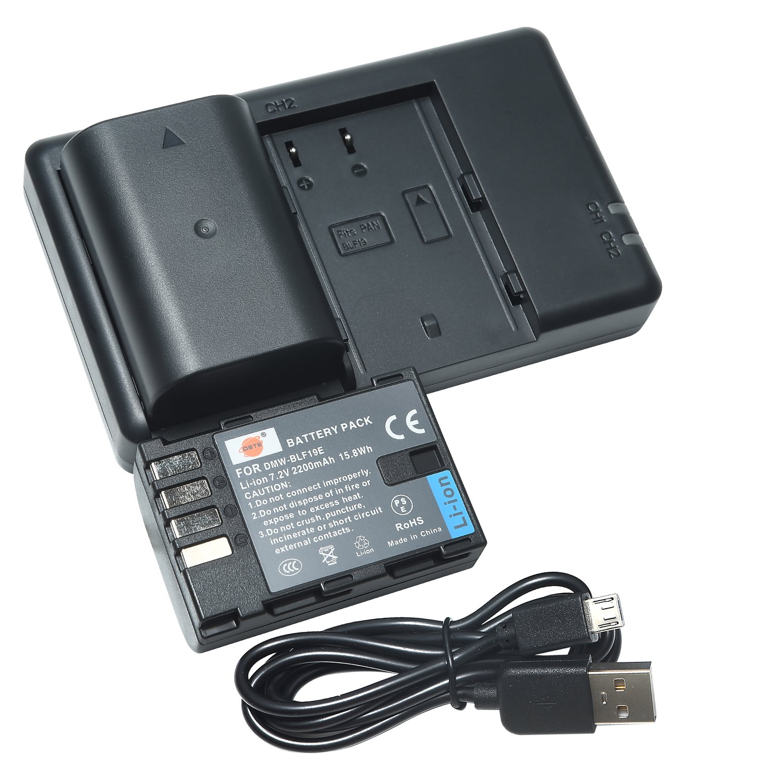 Batterie Gh5 DSTE DMW-BLF19E Batterie Rechargeable (Paquet De 2) Et Chargeur Double USB Smart LED Compatible Avec Panasonic Lumix DMC-GH3 DMC-GH3A DMC-GH3GK DMC-GH3H DC-G9GK-K Lumixal Pied