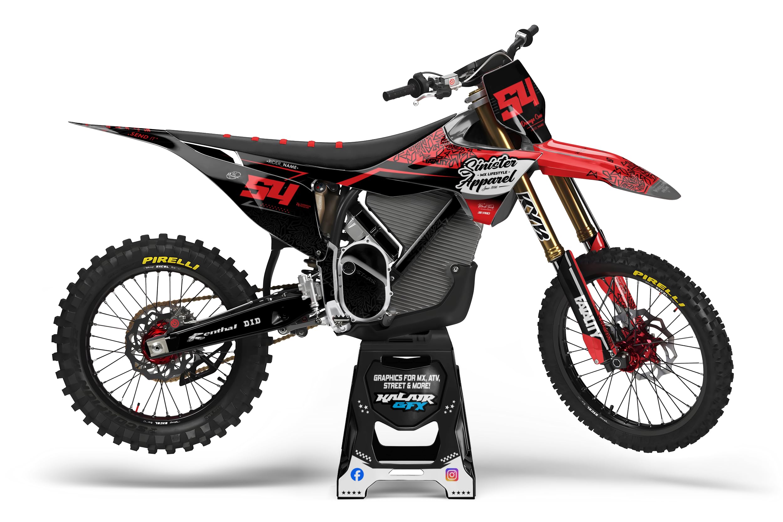 Kalair GFXGraphics Kit for Stark Future-Varg Electric Dirt Bike (All Years) FATALITY Series Red 21 Mil - Dirt pit bike motorcycle sticker, dirtbike racing decal motocross no-plastics