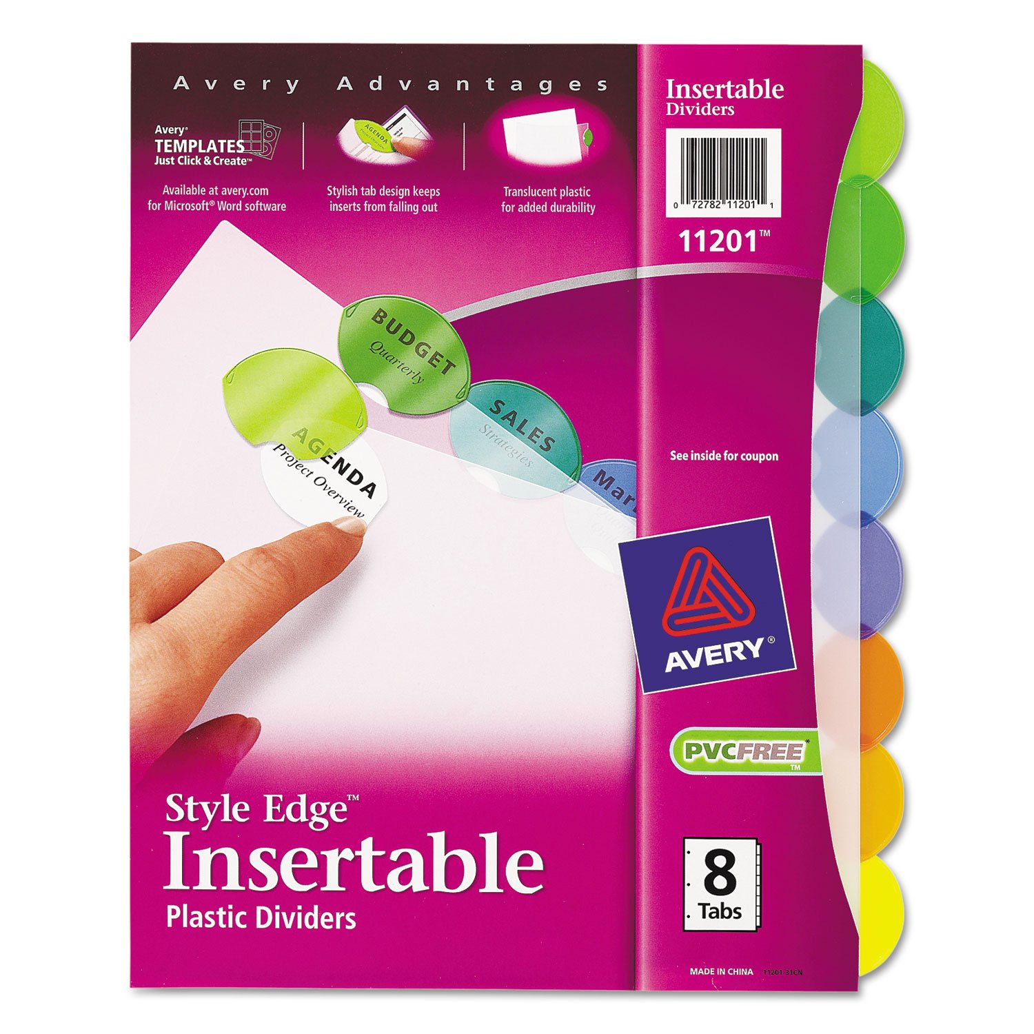 Avery 11200 Insertable Style Edge Dividers, Letter Size, Multicolor, 5 Tabs/ST