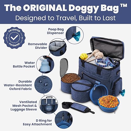 Miniatura 9 de Rubyloo The Original Doggy Bag  Bolsa de viaje para perros con 2 cuencos plegables sin BPA, 2 recipientes de viaje de comida para perros  Un kit de