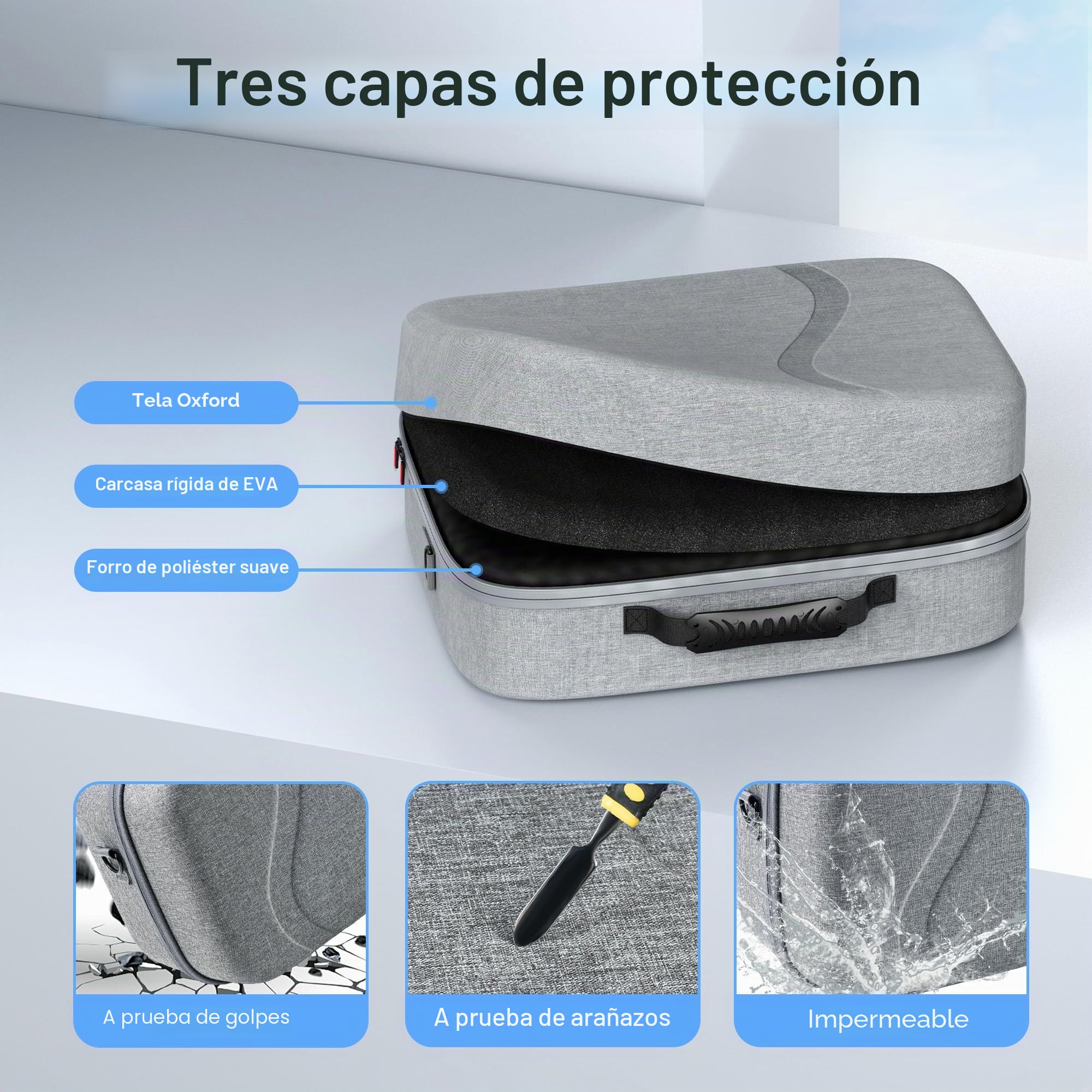 Funda de transporte grande para Meta Quest 3S, funda de viaje rígida mejorada compatible con BOBOVR S3 Pro/Kiwi Design, correa para la cabeza de batería y otros accesorios