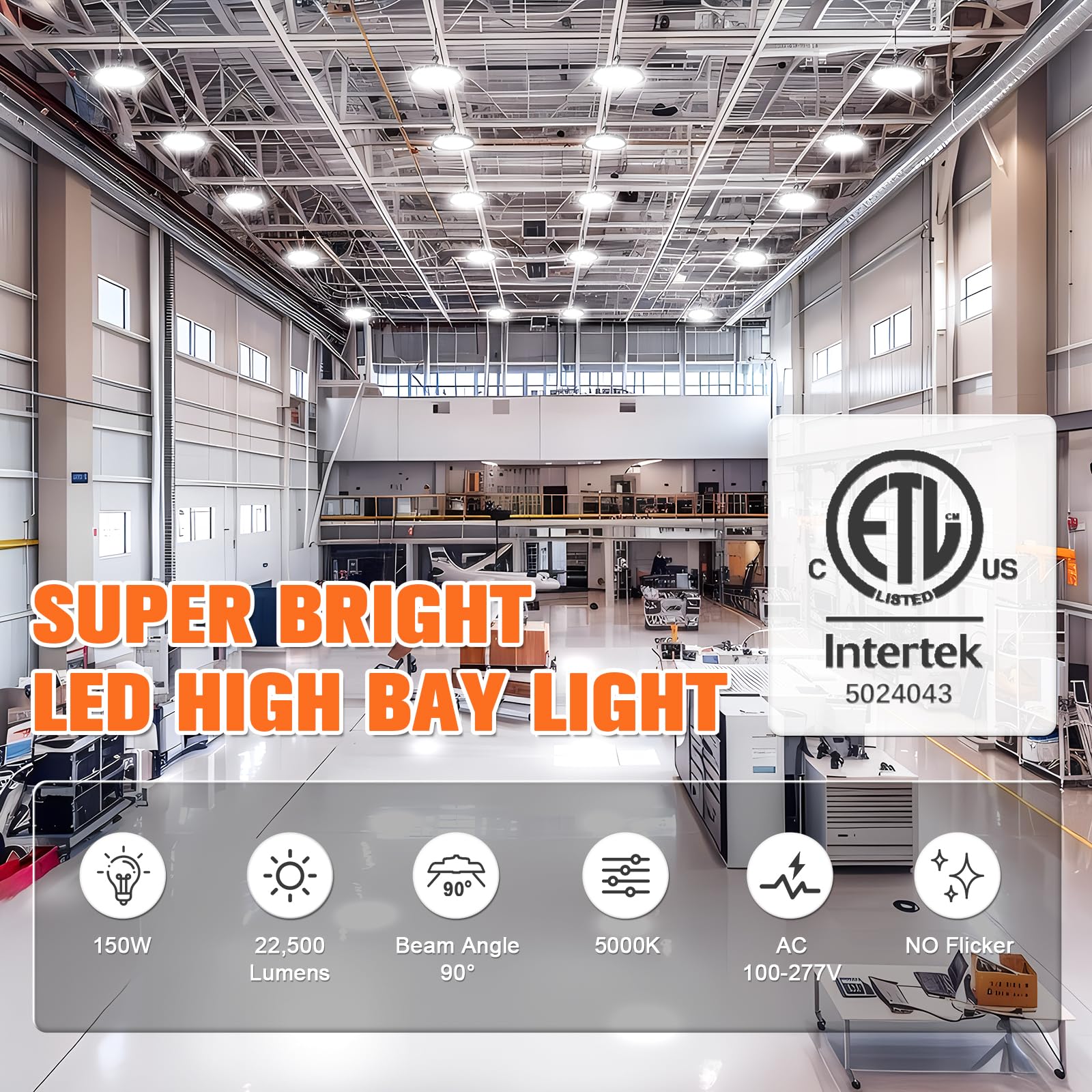 VOLISUN 10 Pack UFO Led High Bay Light 22 500LM 150W 5000K Daylight 100-277V High Bay Led Shop — view 3