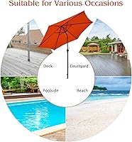 Vista 7 de Tangkula Sombrilla de patio de 9 pies, sombrilla de mesa de mercado al aire libre con botón de ajuste de inclinación, manivela y 6 varillas Naranja