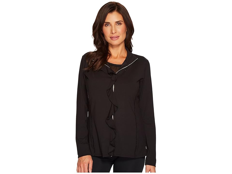 

Ivanka Trump Active Zip-Up Ruffle Jacket (Black) Women's Jacket