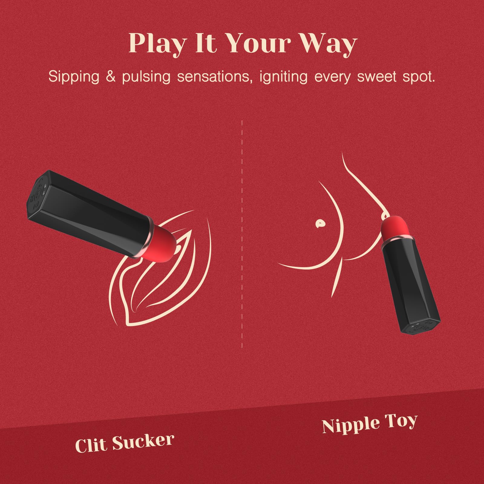 Tracy's Dog Sucking Bullet Vibrator Adult Sex Toys, Mini Lipstick Vibrator with 9 Suction Modes, Clitoral Stimulator Adult Toys for Women, Thumping Clit Sucker Nipple Rose Toys for Female (): Black