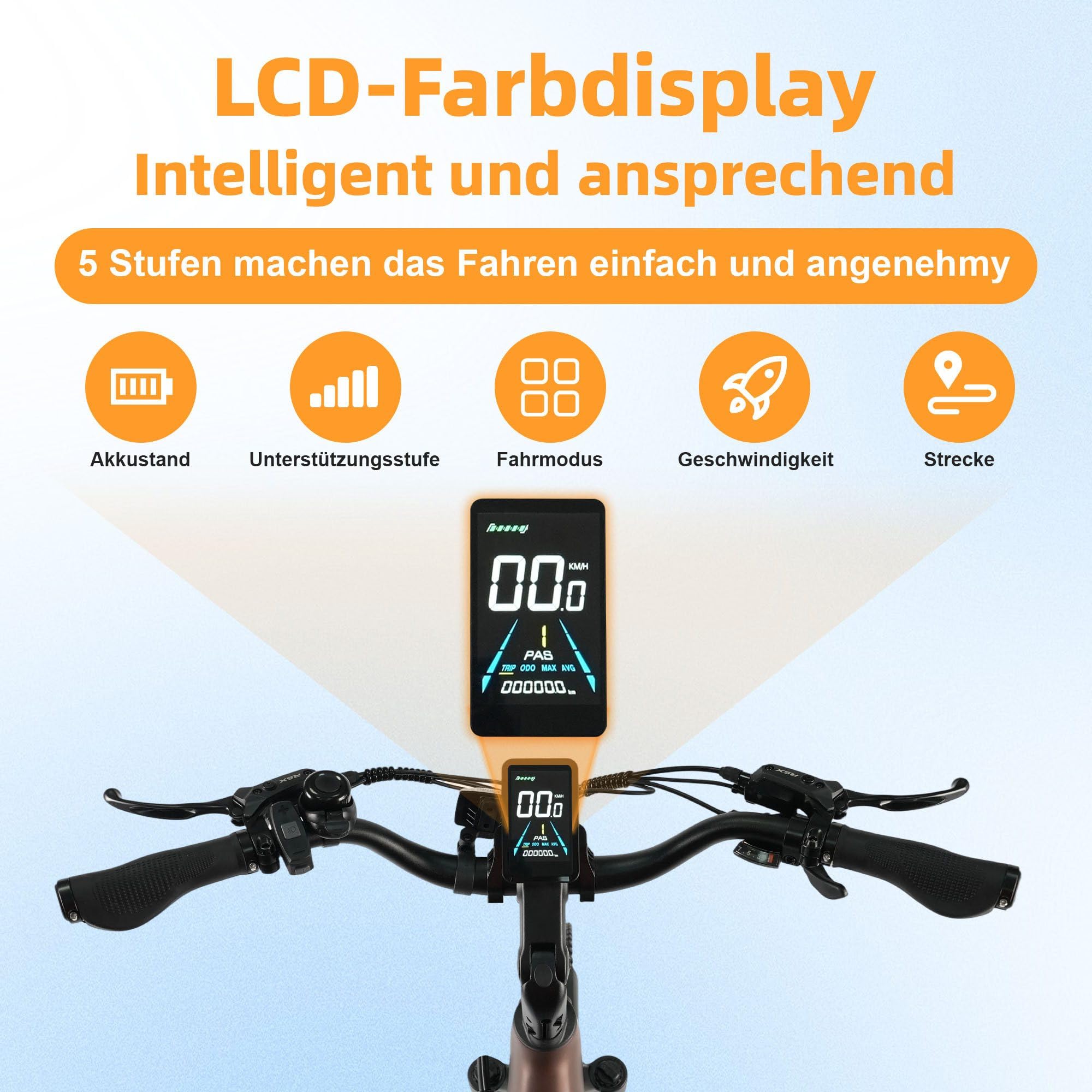 ttgo Z3 E-Bike, 27,5 Zoll Elektrofahrrad für Damen und Herren, E-Citybike mit 250W Motor, 48V 15Ah Akku, bis zu 120 km Reichweite, 7-Gang Schaltung, LCD Display, City E-Bike