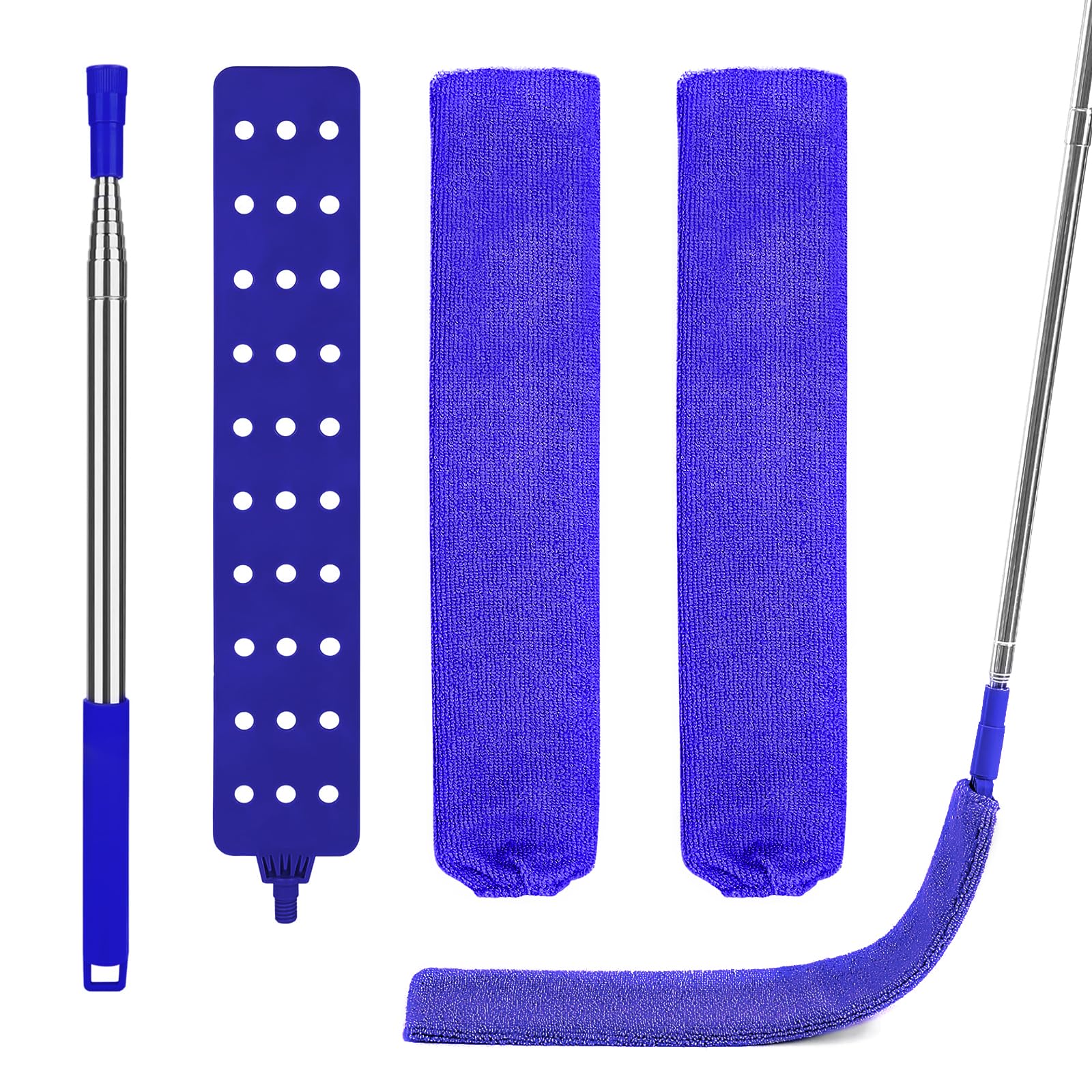 Fogray Staubwedel Teleskop Waschbar Duster Lang Ausziehbar Bis 237cm, Staubwischer mit Teleskopstange, Staubmagnet Verbiegbare Staubfänger Spinnenwebenentferner für hohe Decken Deckenventilator Grau