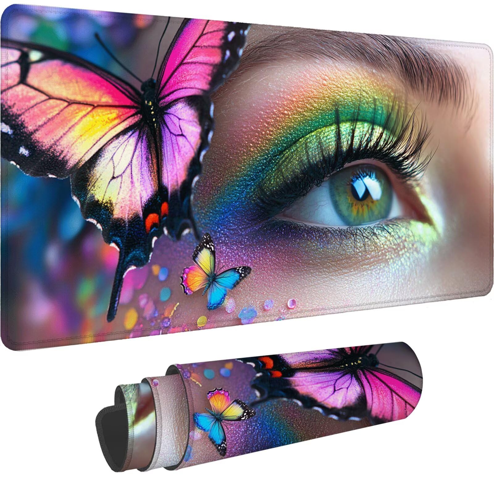J393i Podkładka pod mysz dla graczy, z motylem, 2025, podkładka pod mysz, XXL, 1200 x 600 mm, wodoodporna, antypoślizgowa podkładka pod mysz, poprawia precyzję i prędkość, akcesoria biurowe, j393i