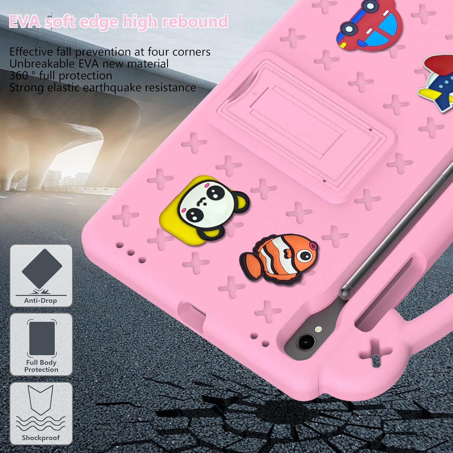Kids Tablet Case for Samsung Galaxy Tab S7 11" 2020 SM-T870/T875,Eva Heavy Duty Shockproof Cover with Folding Kickstand,Baby Bear Cartoon Case with Shoulder Strap for Children