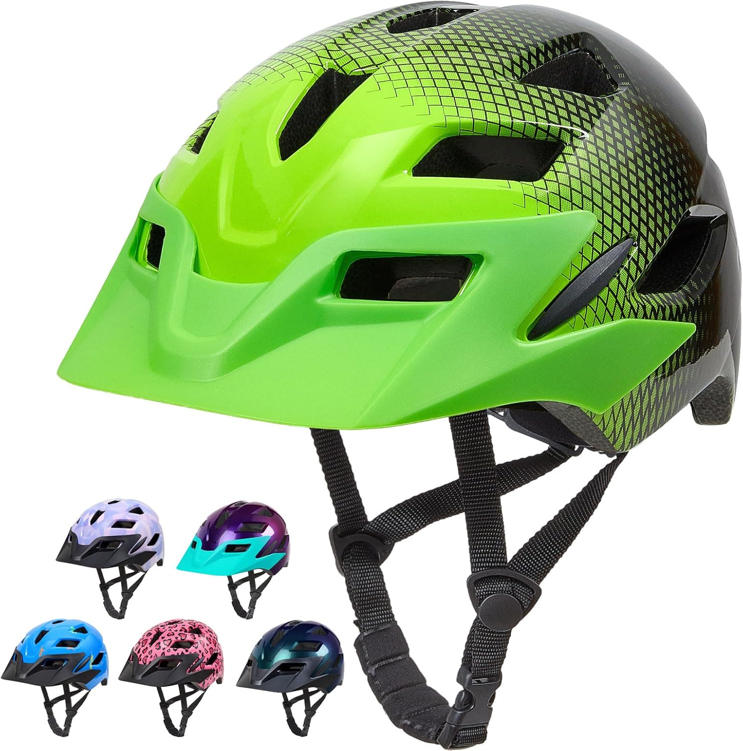 Kids Bike Helmet, Toddler Helmet for Kids 3-5/5-8/8-10 Years Boys Girls, Adjustable Youth Bike Helmets with Detachable Visor, Bicycle Helmets for Skateboard Scooter Cycling