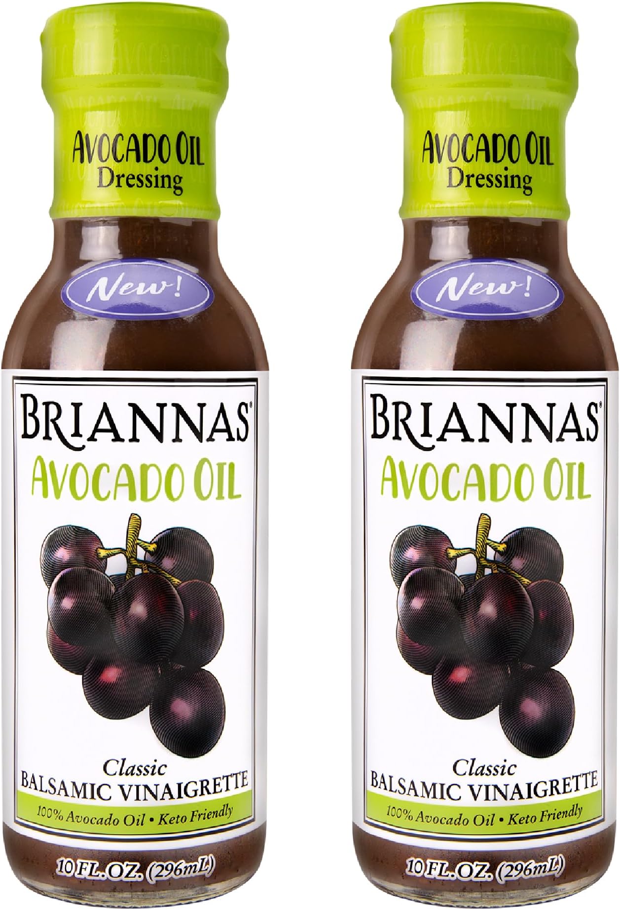 Avocado Oil Balsamic Vinaigrette Dressing - Nutrient Rich, Keto Friendly, Vegan Salad Dressing made with 100% Avocado Oil - 10 oz. Bottles - 2 Pack