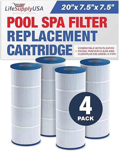 LifeSupplyUSA Filtro de repuesto para piscina Pleatco Pentair CCP320, PCC80-PAK4, Unicel C-7470, R173573, Filbur FC-1976, 178580, 817-0081,