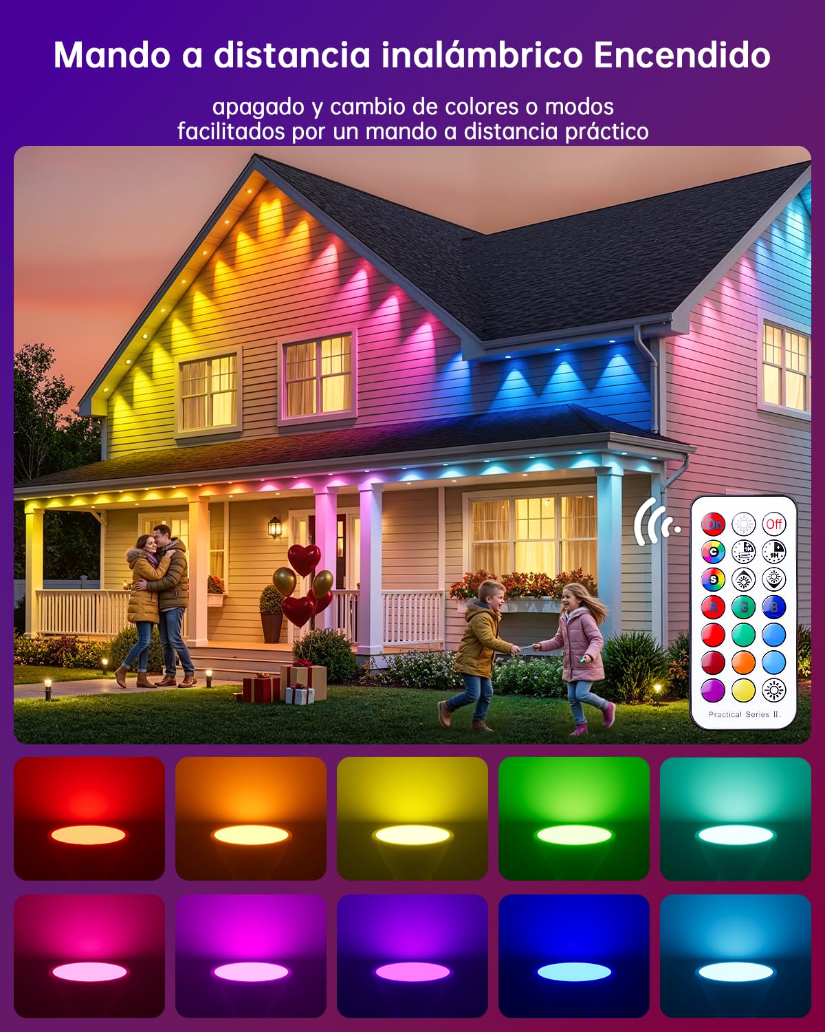 YAYZA! Bombillas Gu10 LED Calido 5W 3000k, Regulable Focos Gu10 450 Lúmenes, RGB 12 Colores, 5 Modos, Control por inteligente mando, Para el Hogar, Bar (8 PCS)