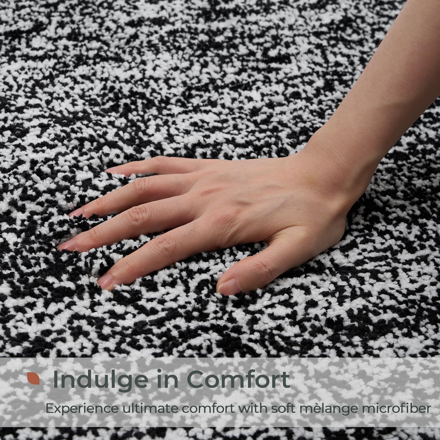 FRESHMINT Melange Tufted Bathroom Rugs 24"x36", Water Absorbent Soft Bath Mat for Bathroom Floor, Non Slip & Washable Shower Mat, Room Accessories Microfiber Bathroom Mat, Black & White