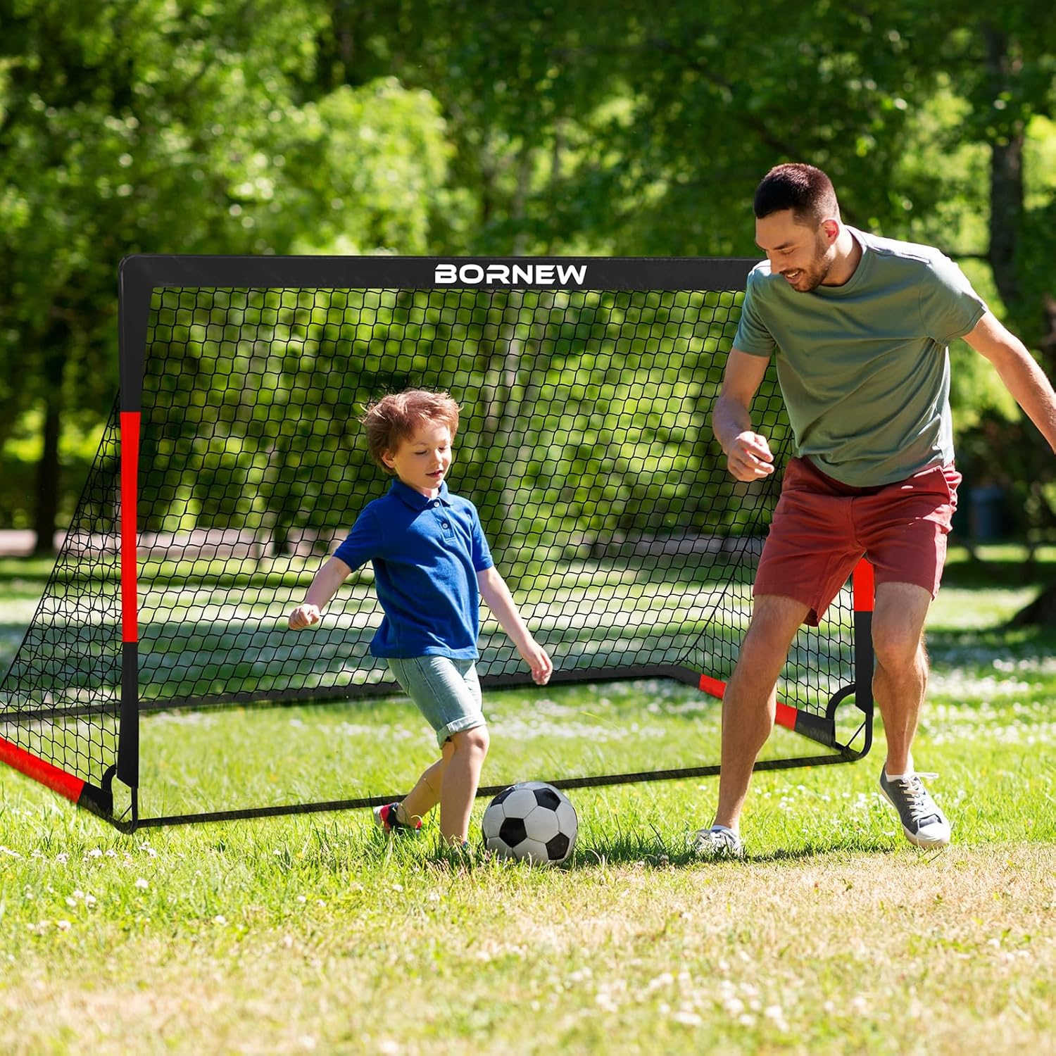 Kids Soccer Goal for Backyard Set - 2 Set of 7X5 / 6X4 ft Toddler Soccer Nets Training Equipment, Soccer Ball, Pop Up Portable Soccer Set for Kids and Youth Games and Training Goals Ages 3-16 Gift