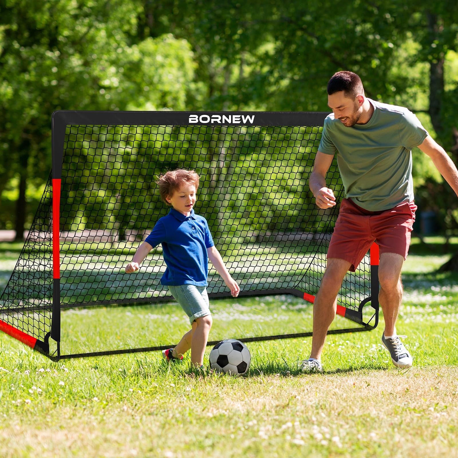Kit 2 Buts De Football Enfants 120x90cm - Filet 5 Zones, Ballon Taille 3, Cônes, Pompe, Sac Transport - Jardin, Extérieur