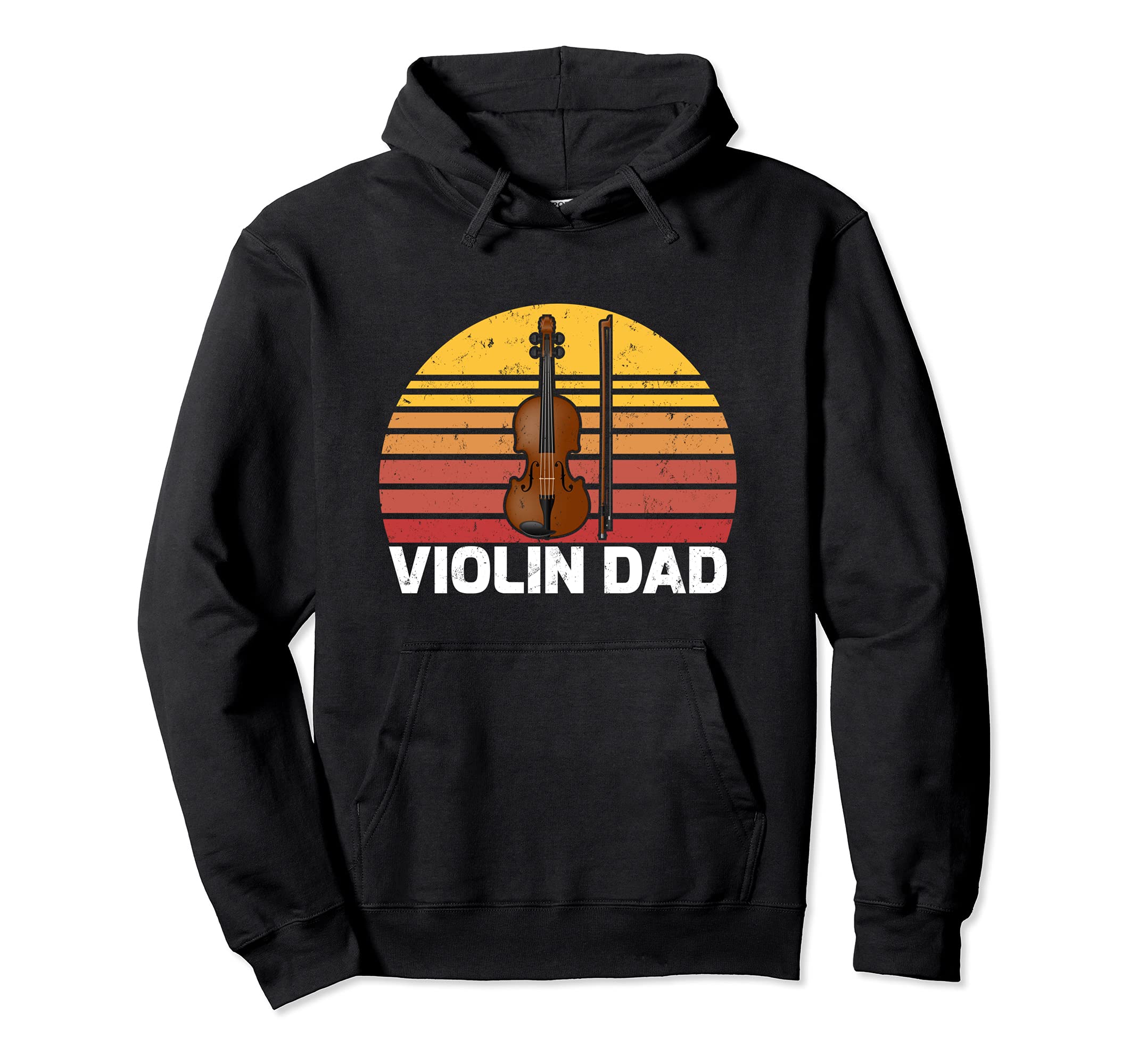Retro Vintage Violin Music Lover Violin Dad Father's Day Pullover Hoodie, Black
