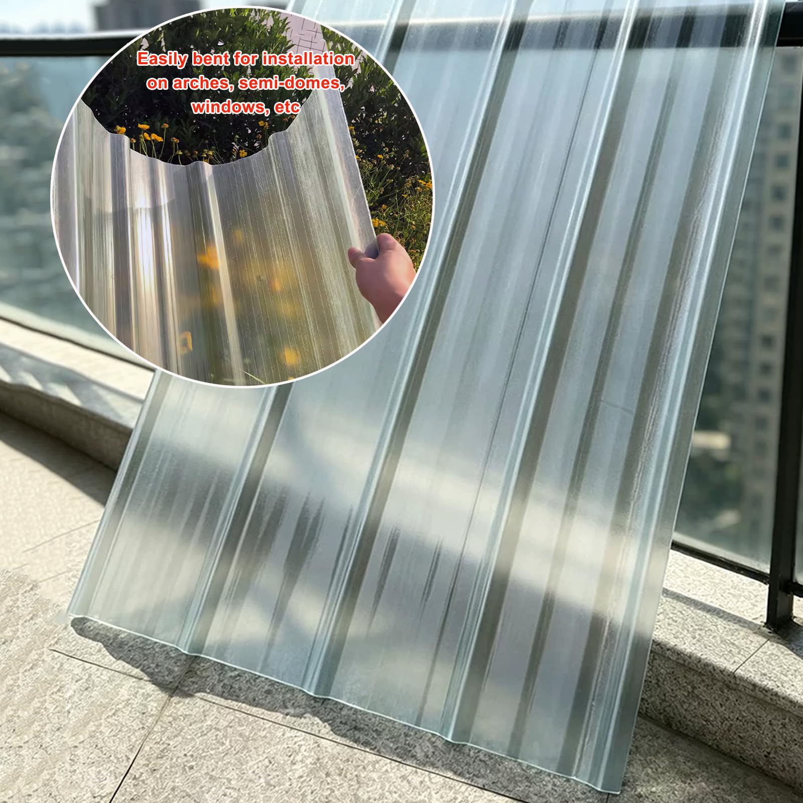 Panneaux de Toiture Transparente,Feuille de Toit Sunshine,Tôle Ondulée (2 Pcs,0.9x1.55m)