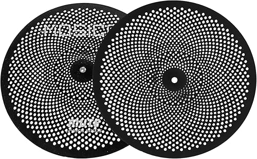 Miniatura 3 de Paquete de platillos de bajo volumen con juego de silenciadores negros de 25,4 cm splash + 35,6 cm hi-hat + 40,6 cm crash + 45,7 cm crash + 50,8 cm