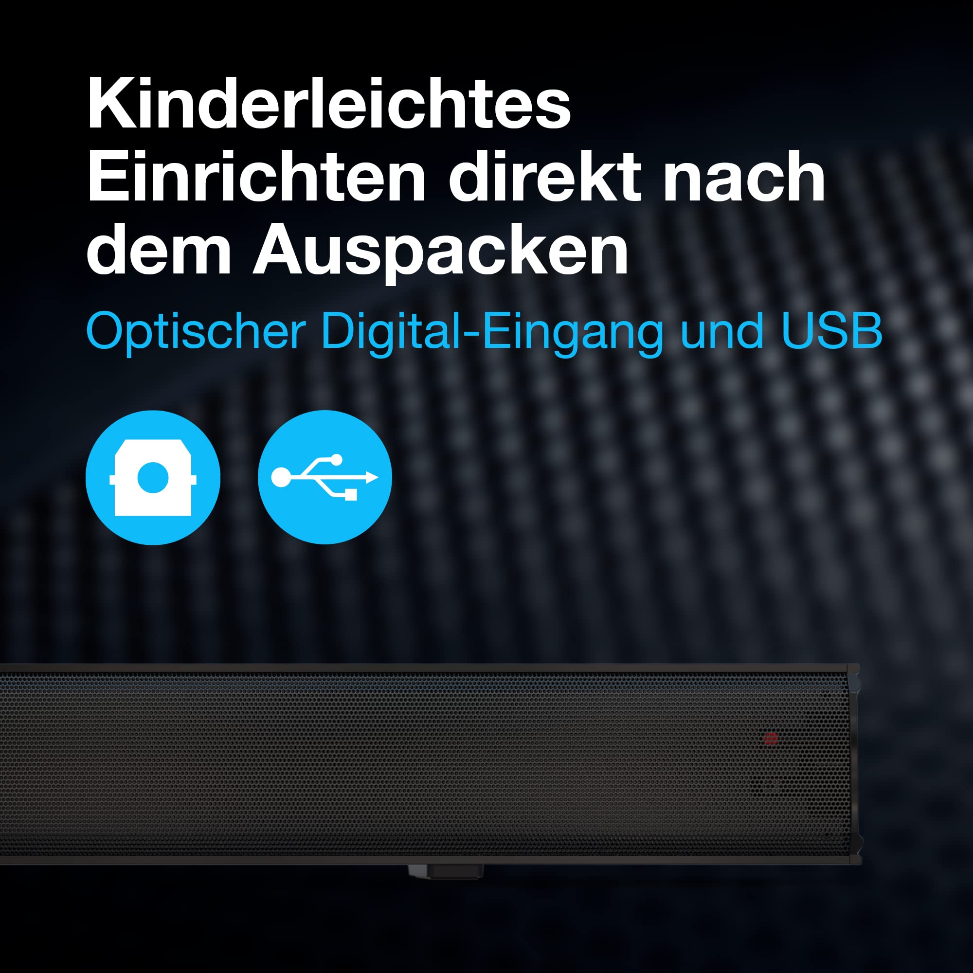 Cello YWS15M-DE TV soundbar 2 x 10 W + 20 W = 40 W kabel Bluetooth 12 V do telewizorów kempingowych, zasilacz czarny
