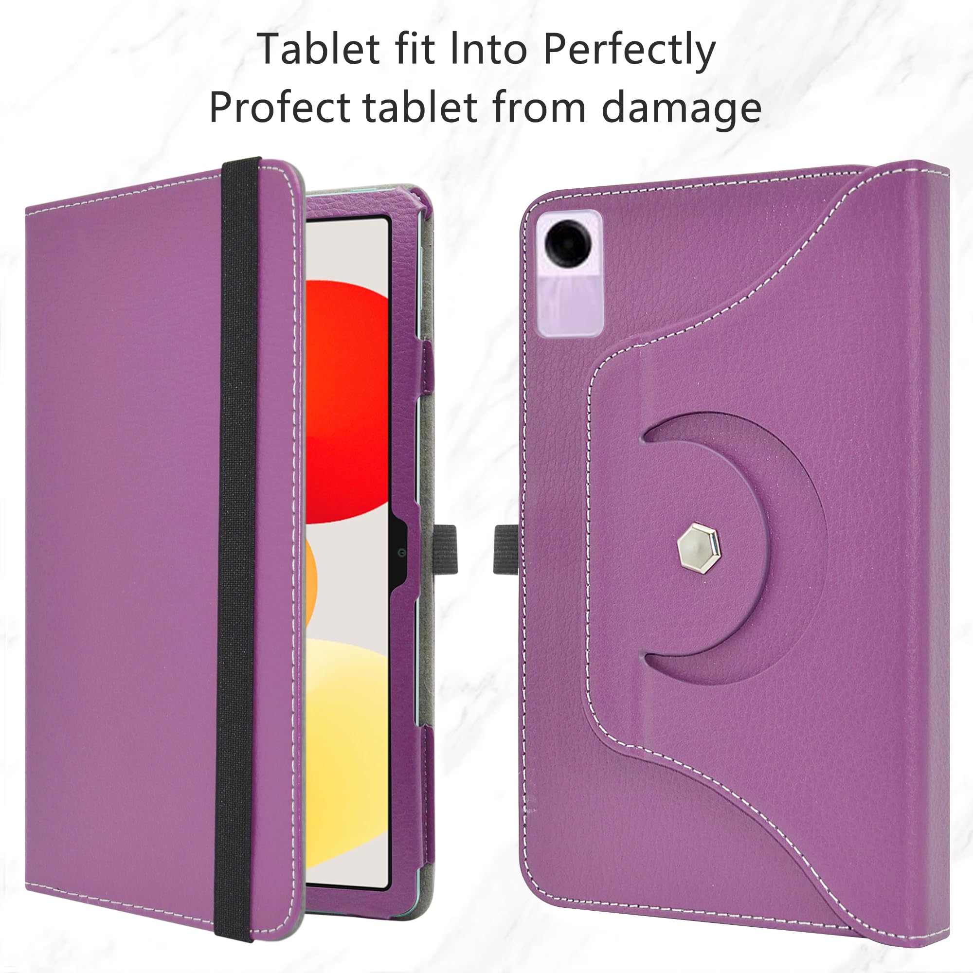 MAMA MOUTH Hülle Für Xiaomi Redmi Pad SE - 360° Drehbar, Mit Ständer, Lederoptik, Violett
